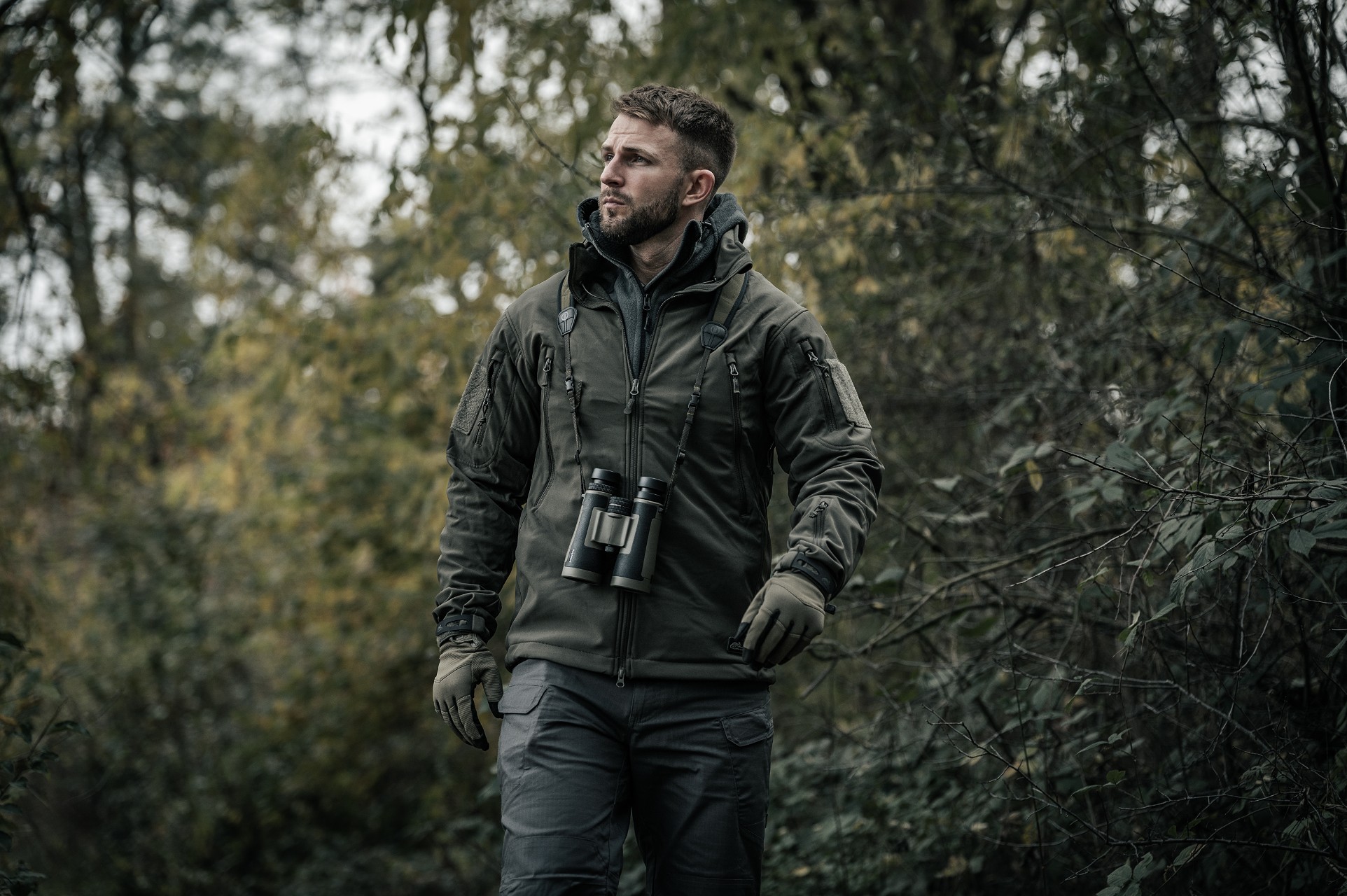 Veste Gunfighter Softshell Shark Skin Windblocker Helikon - Taiga Green