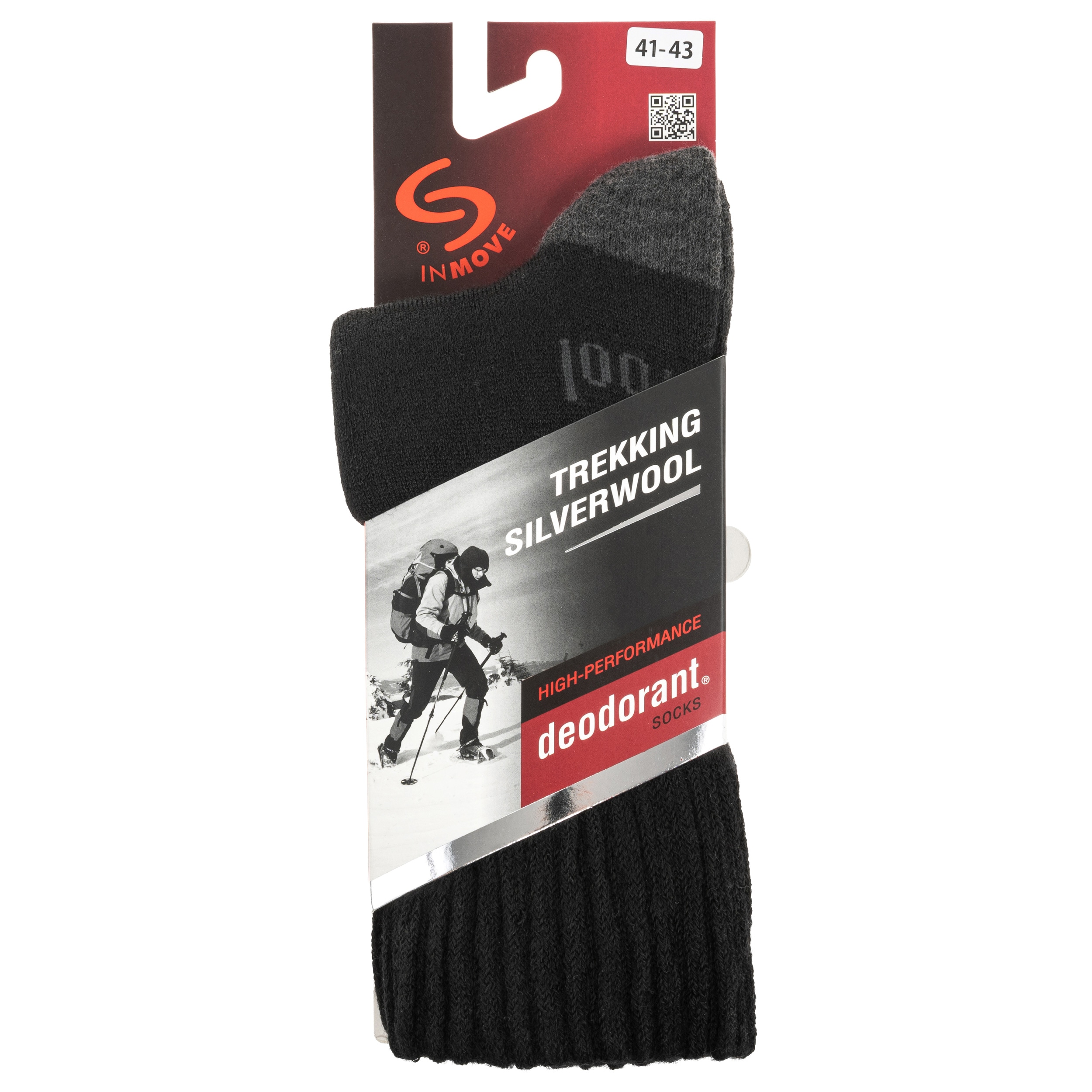 Chaussettes Trekking Deodorant Silverwool INMOVE - Black