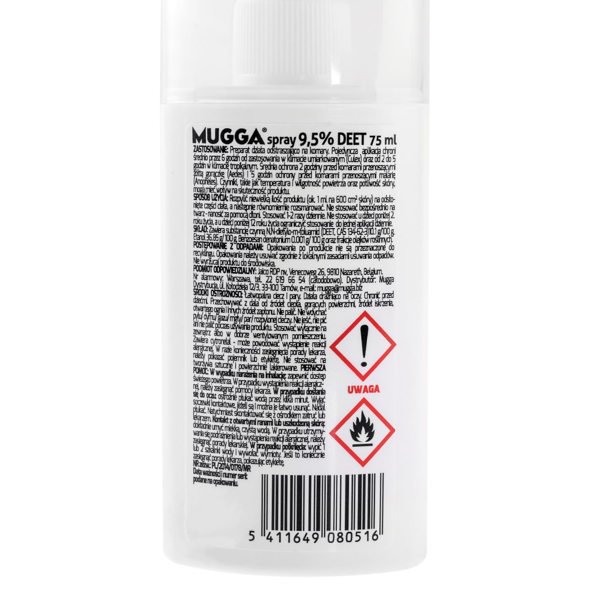 Spray anti-moustique 9,5% DEET 75 ml Mugga