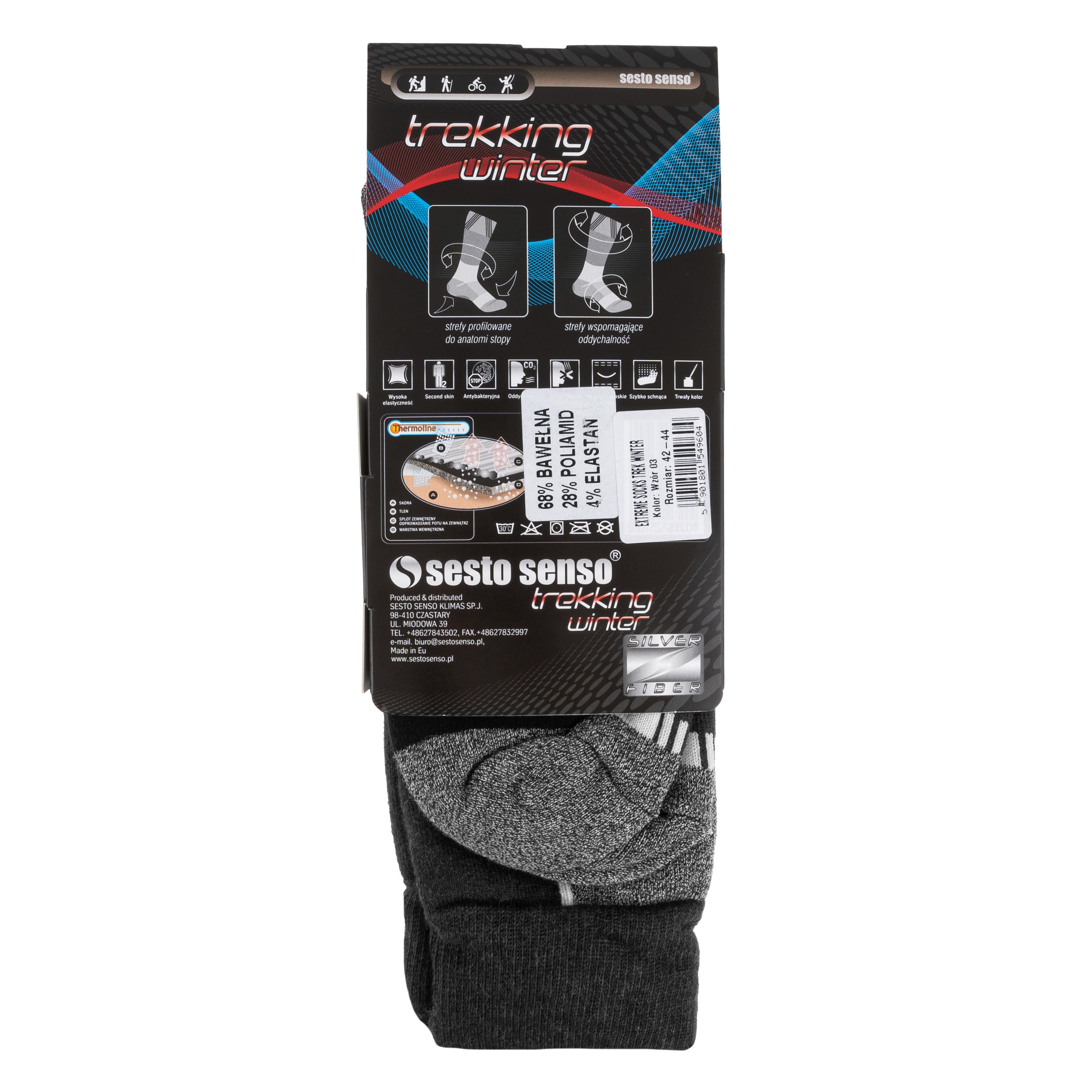 Chaussettes Trekking Winter Sesto Senso - Grey/Black