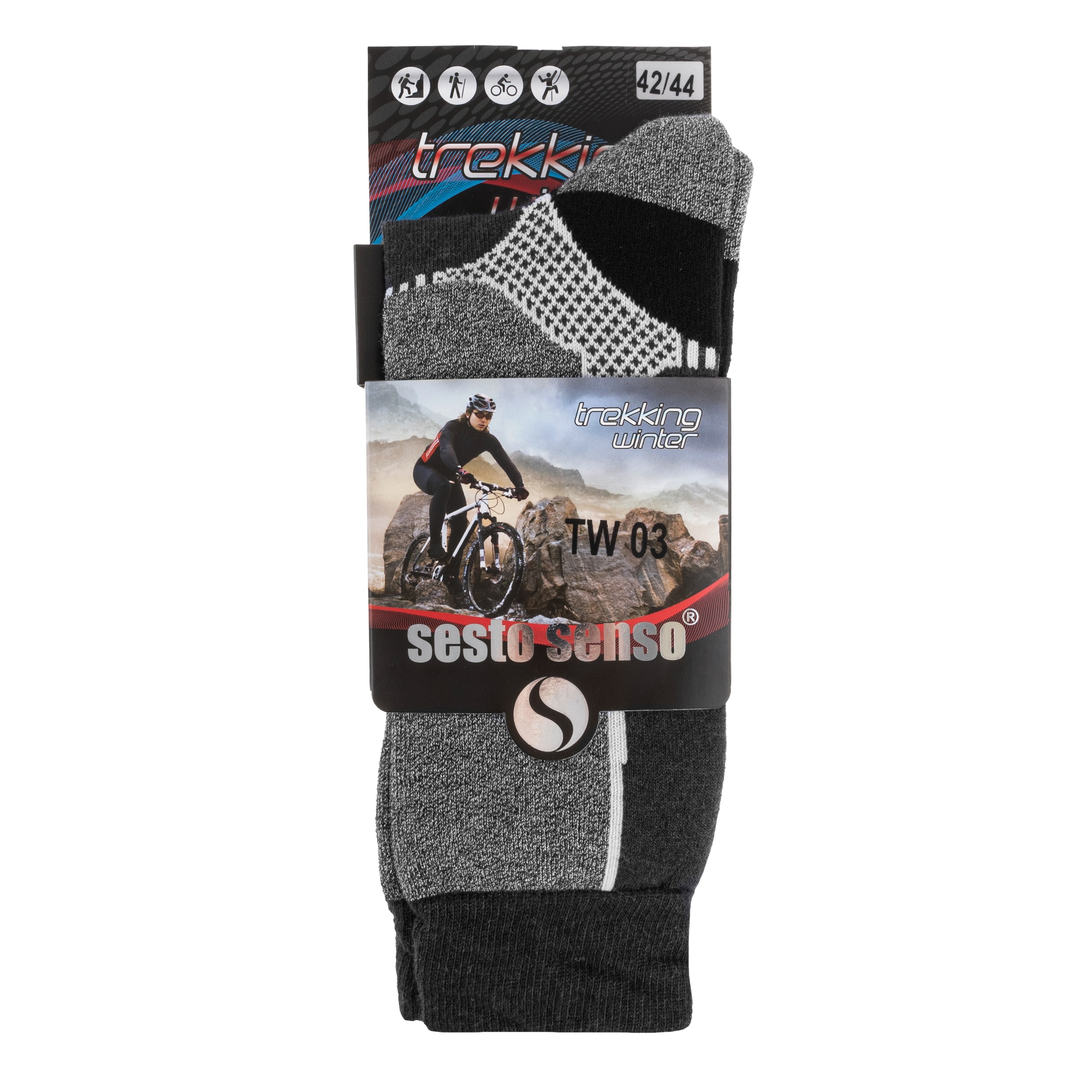 Chaussettes Trekking Winter Sesto Senso - Grey/Black