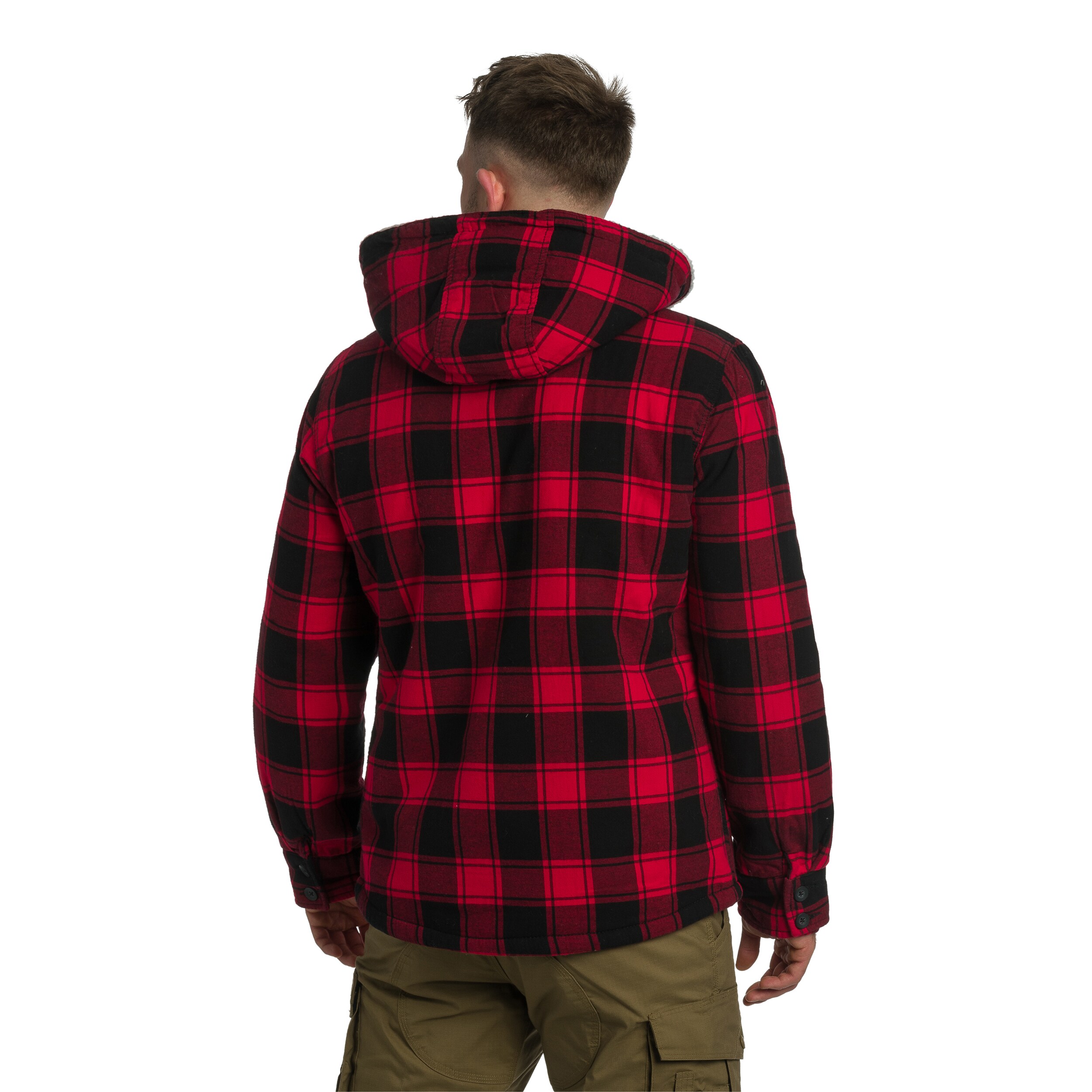Brandit Lumberjacket Hooded kabát - Red/Black Checkered