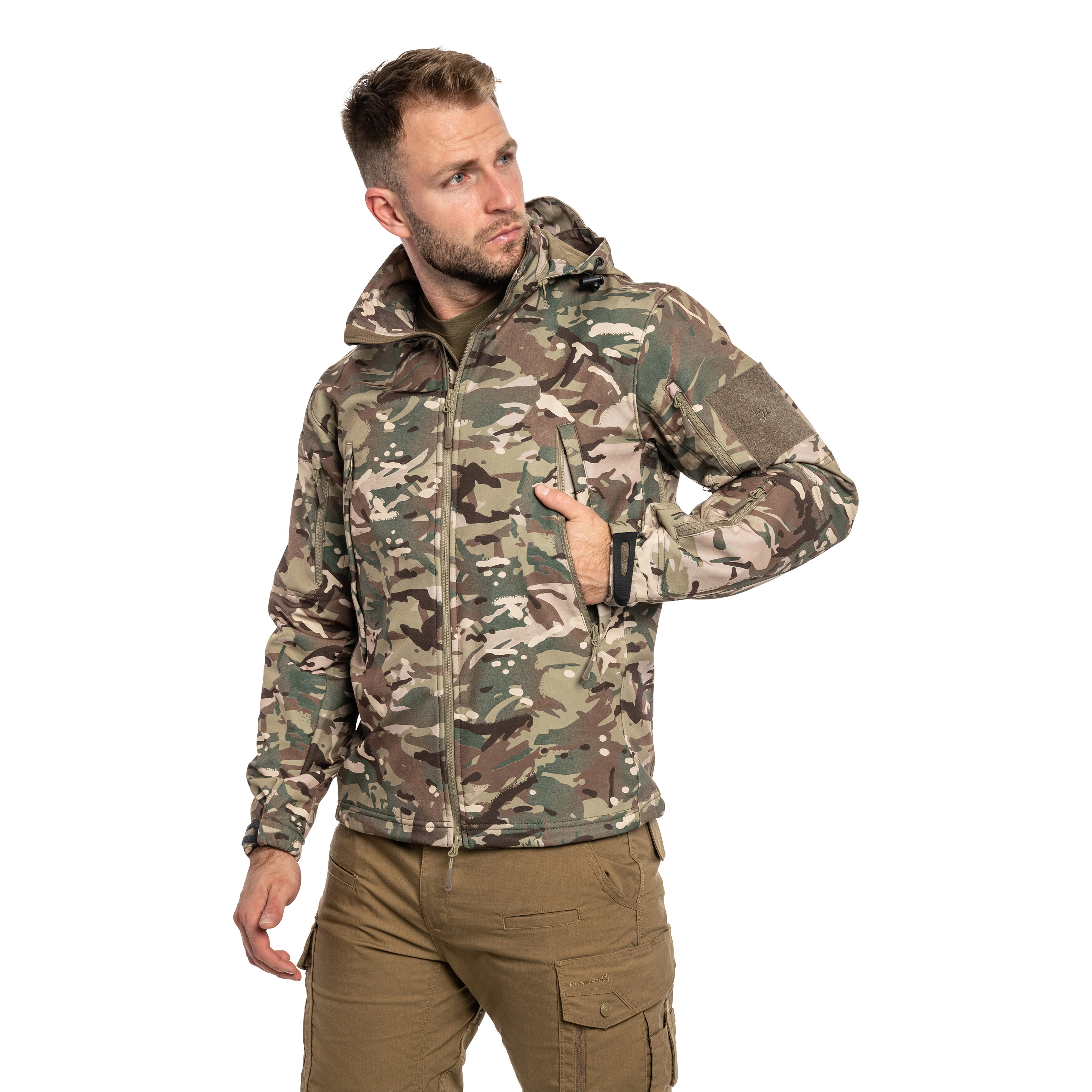 Highlander Forces Tactical Softshell kabát - Arid MC Camo