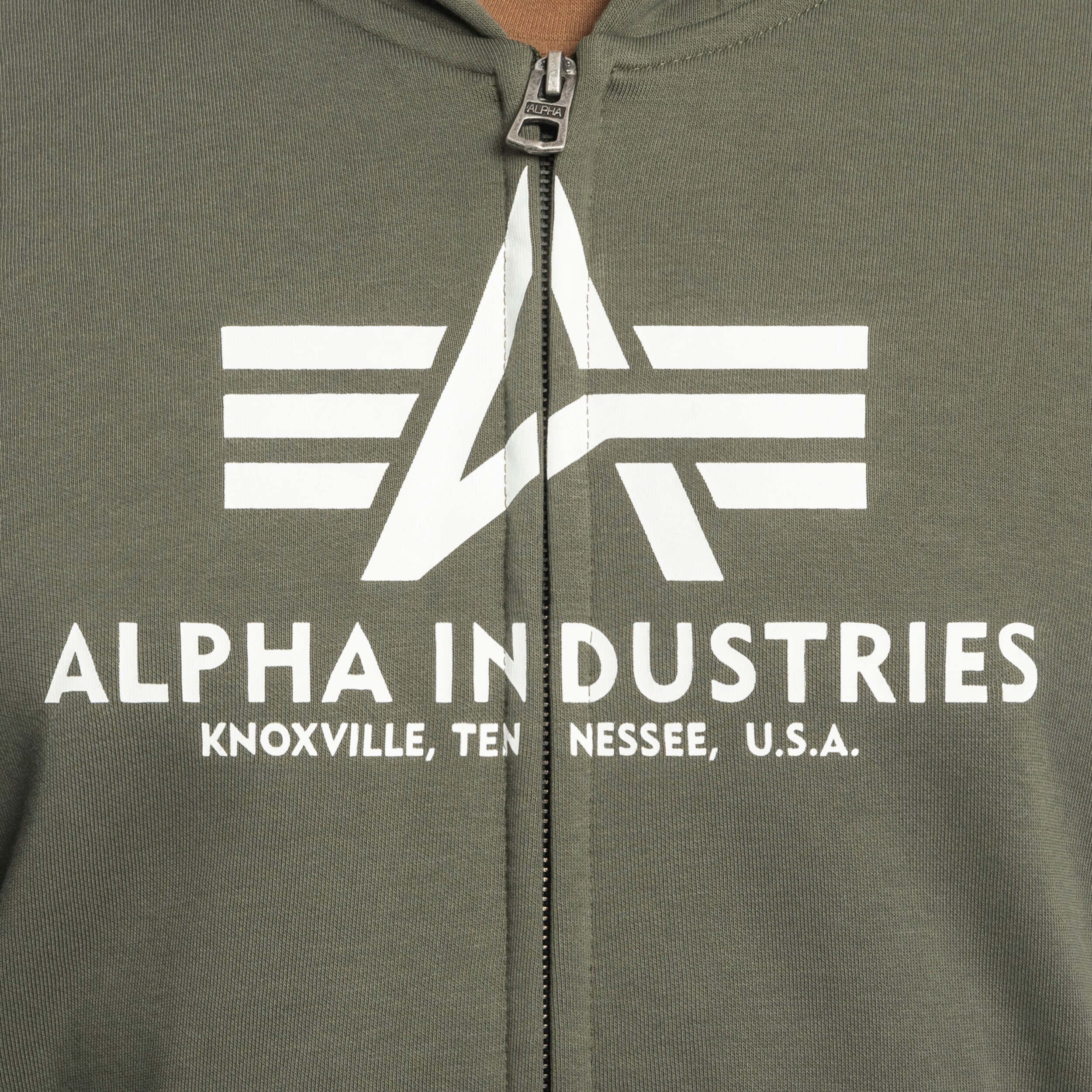 Alpha Industries Basic Zip Hoody pulóver - Dark Olive