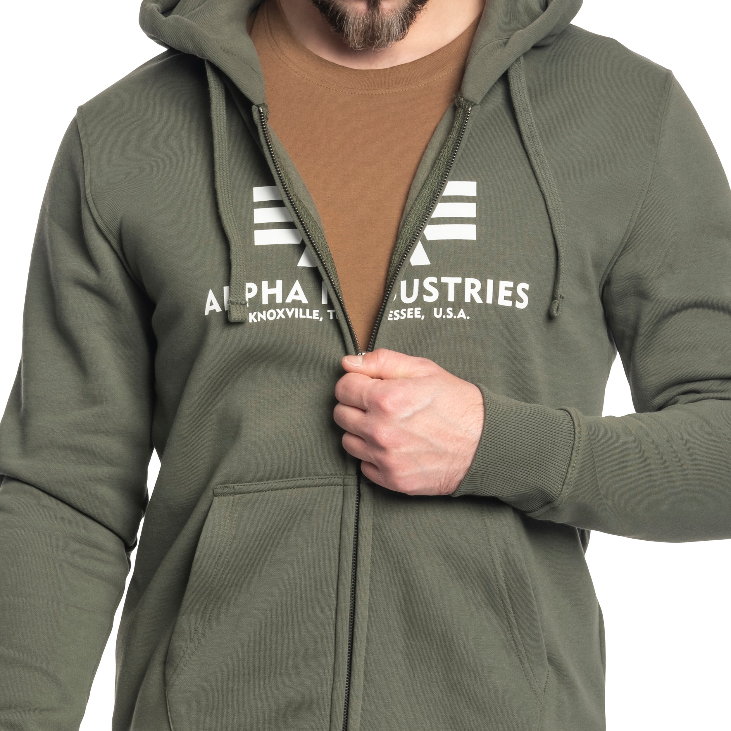 Alpha Industries Basic Zip Hoody pulóver - Dark Olive