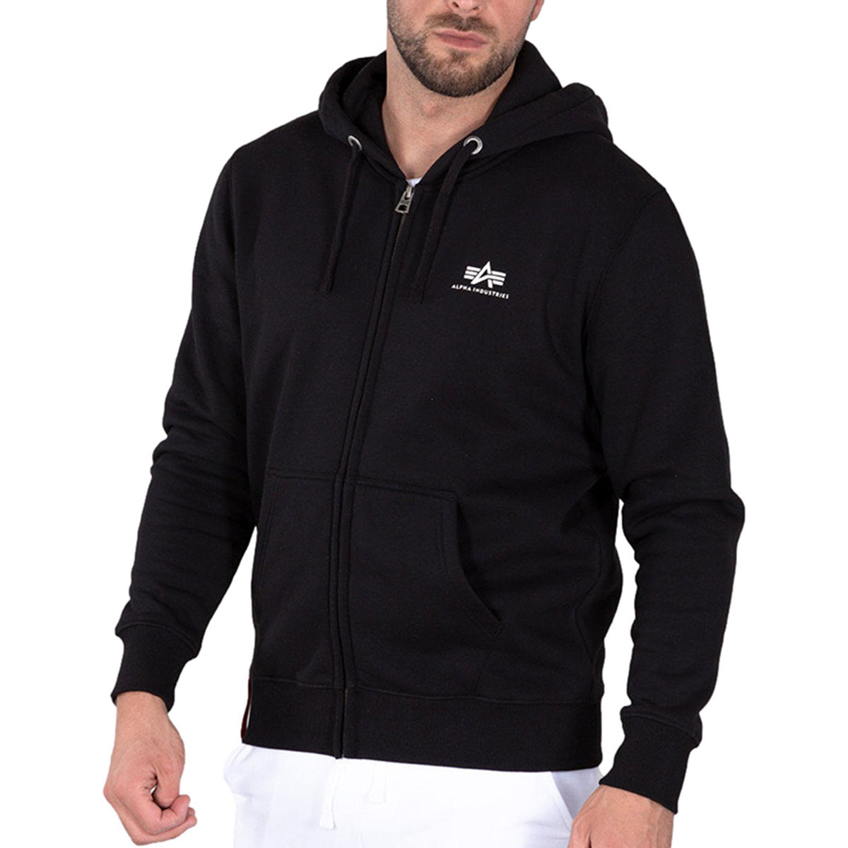 Alpha Industries Basic Zip Hoody Small Logo pulóver - Black