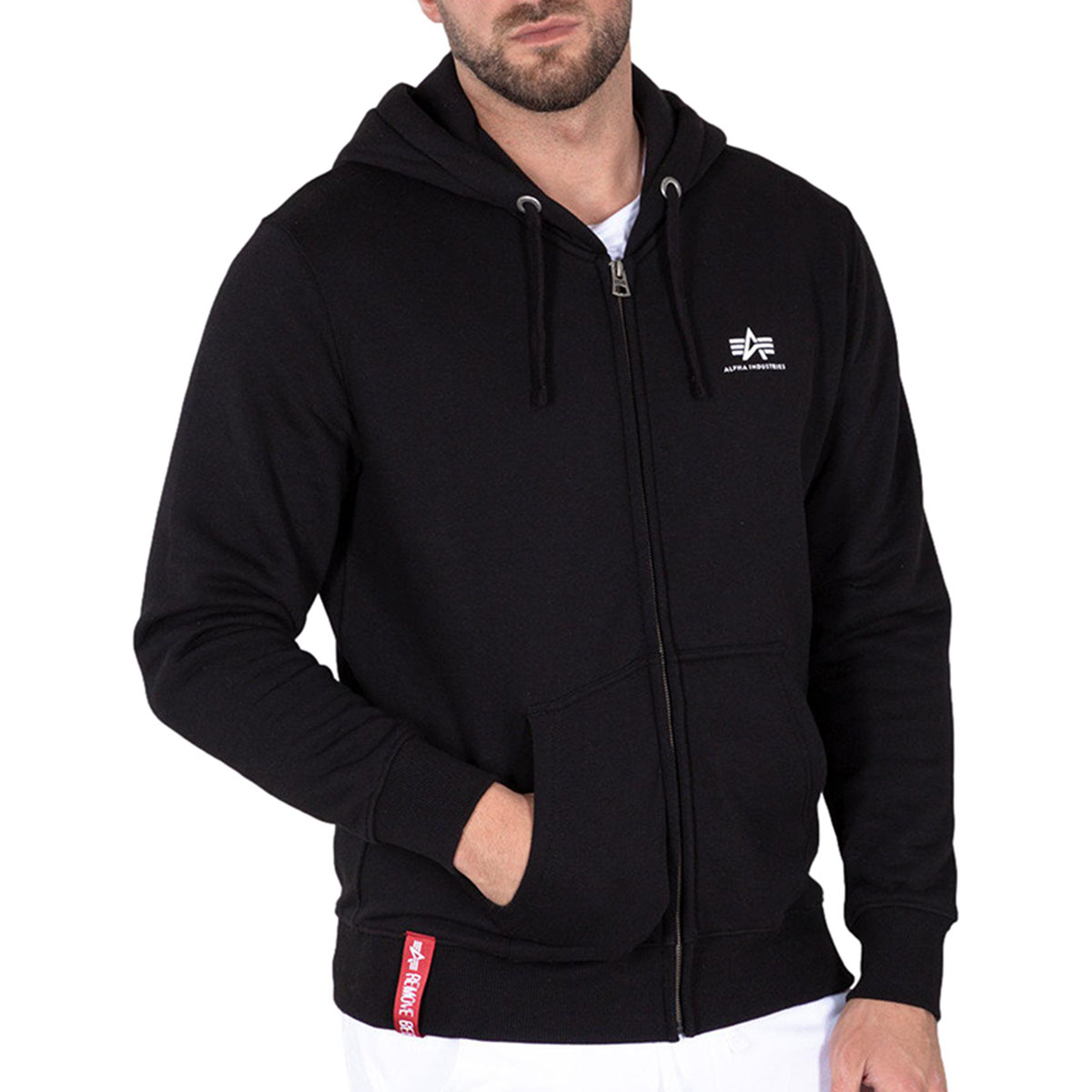 Alpha Industries Basic Zip Hoody Small Logo pulóver - Black