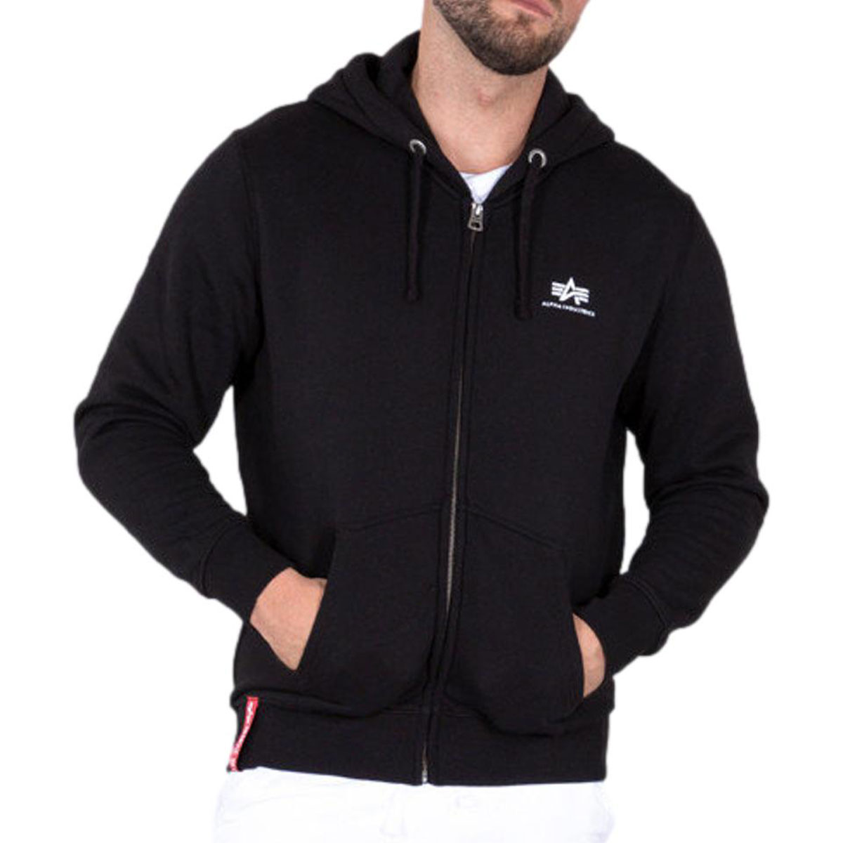 Alpha Industries Basic Zip Hoody Small Logo pulóver - Black