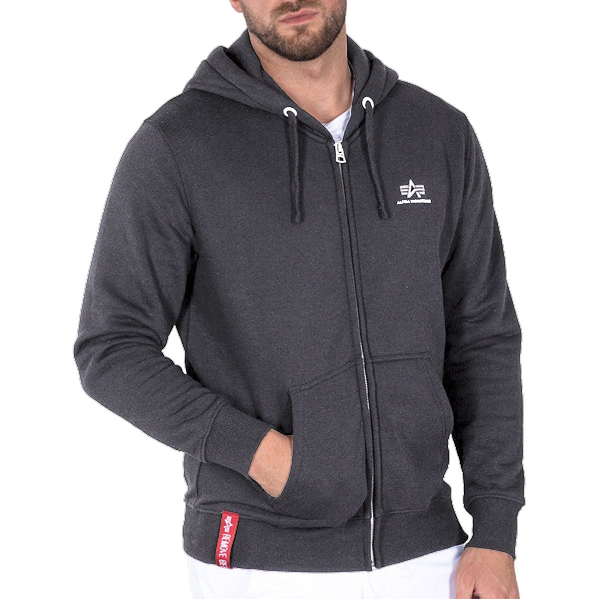 Alpha Industries Basic Zip Hoody Small Logo pulóver - Vintage Grey
