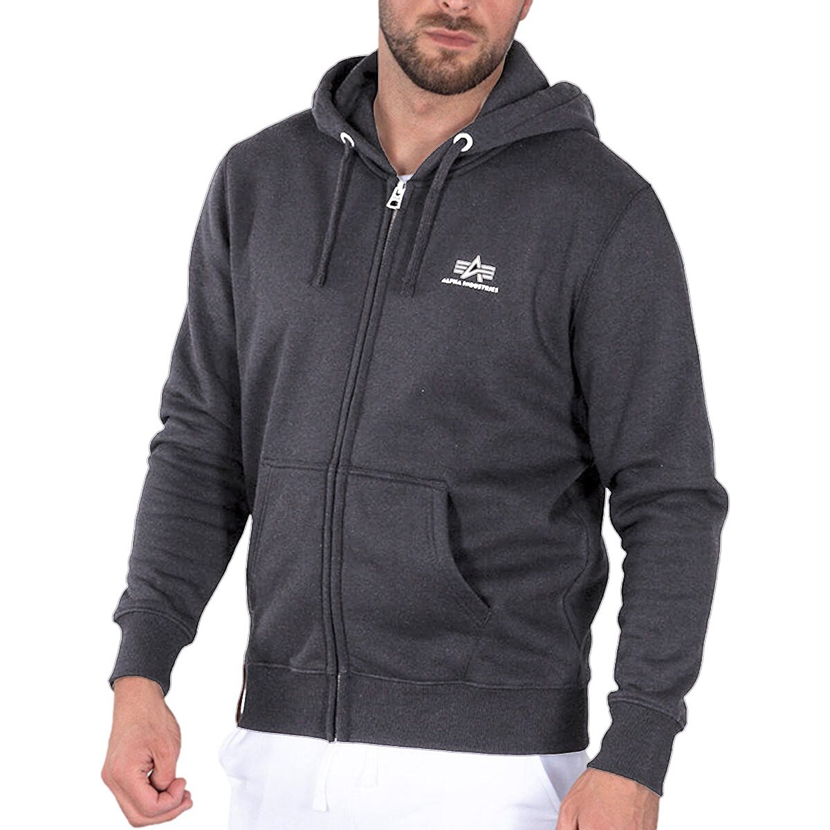 Alpha Industries Basic Zip Hoody Small Logo pulóver - Vintage Grey