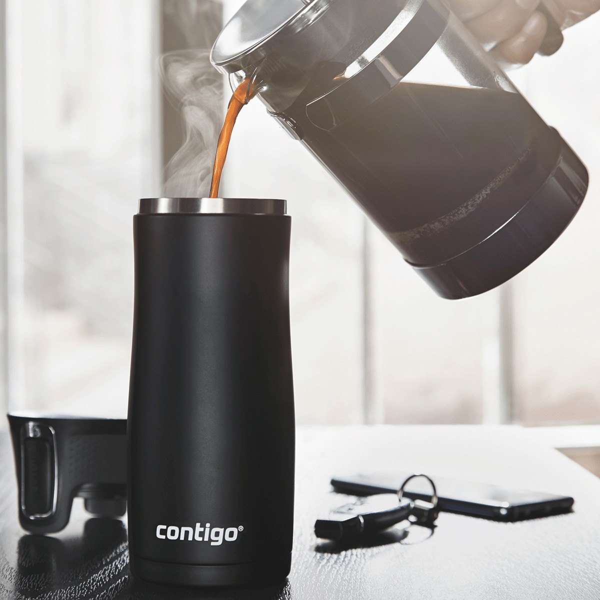 Contigo West Loop 2.0 hőtartó bögre 470 ml - Matt fekete