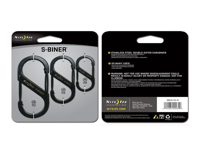 Nite Ize S-Biner Black karabiner - 3 db