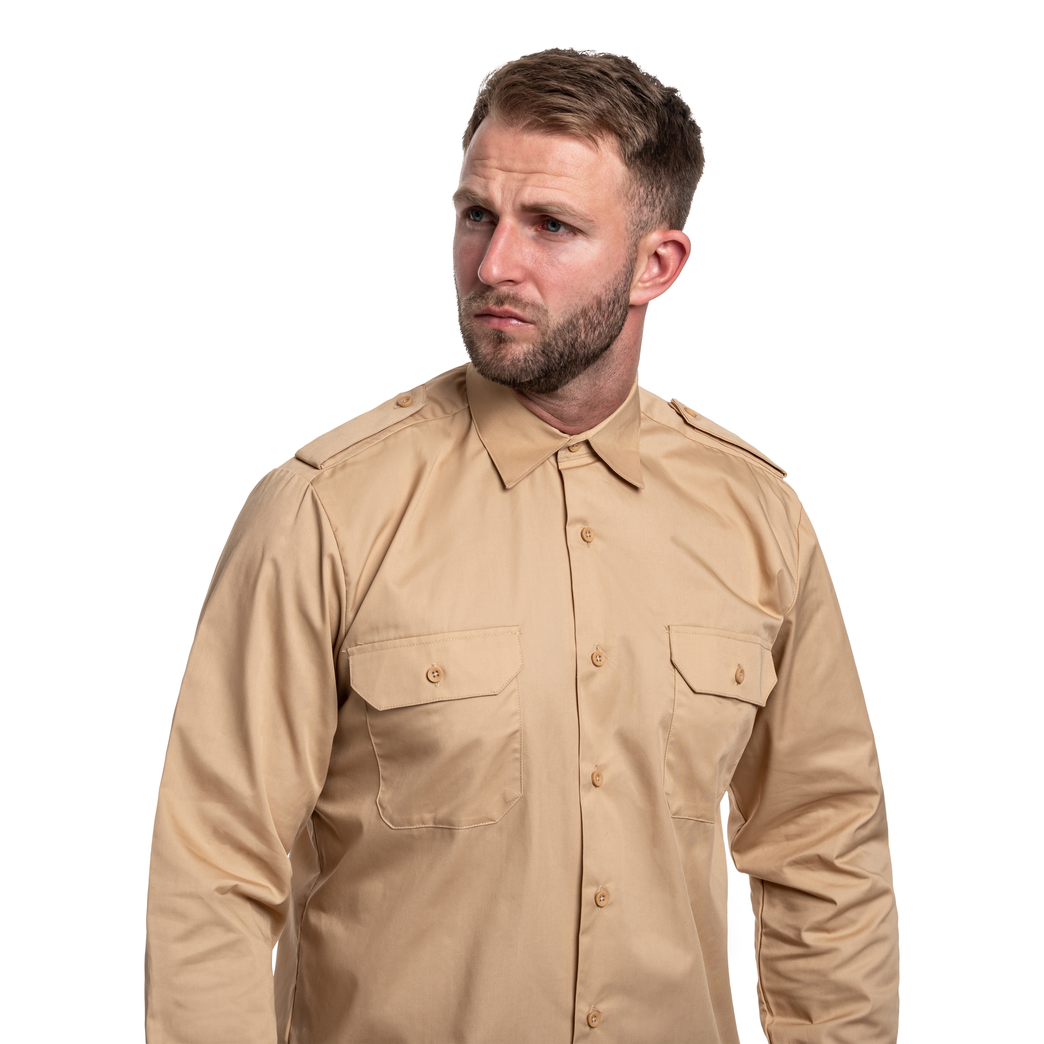 Mil-Tec Service Long Sleeve Shirt ing - Khaki