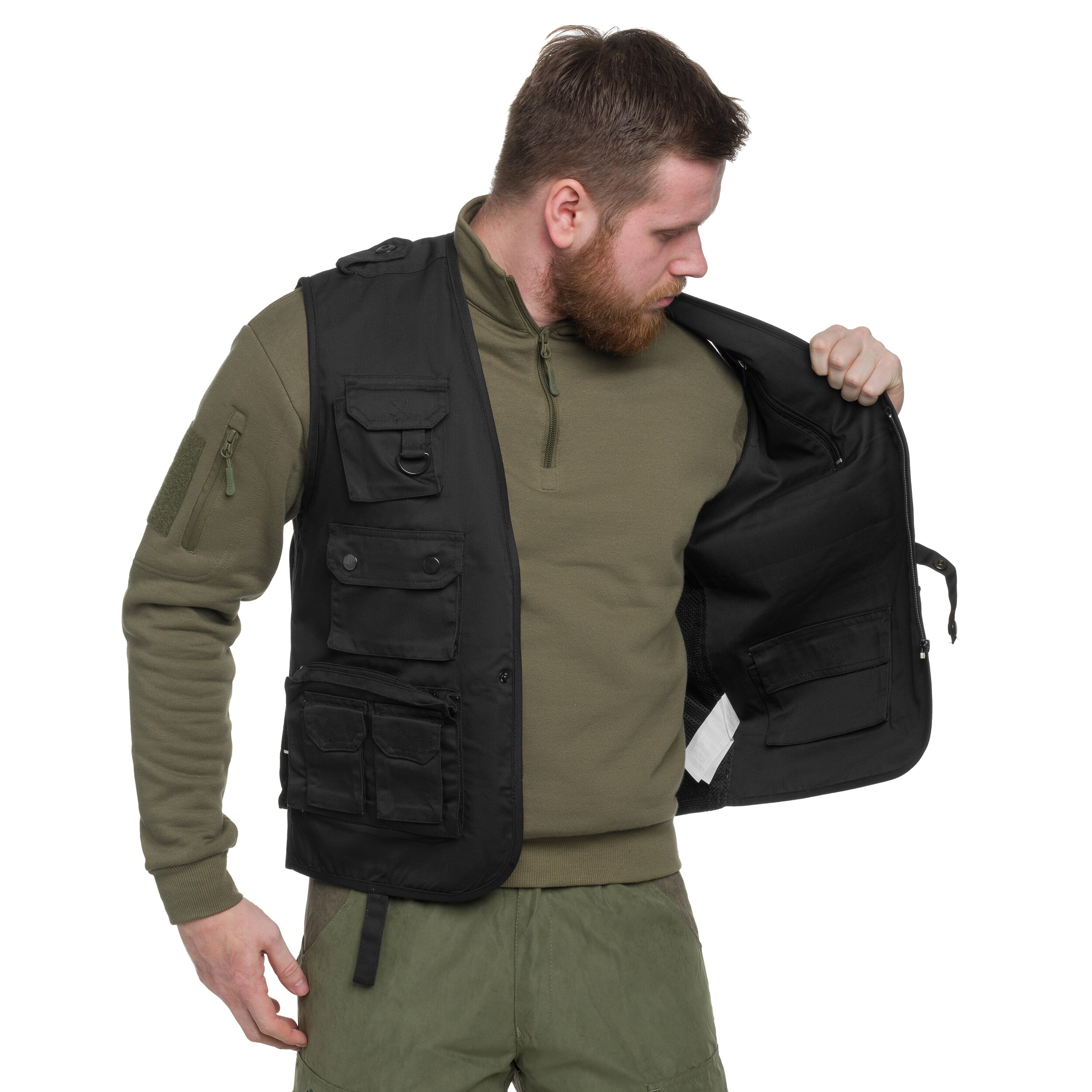 Mil-Tec Hunt & Fishing Mesh ujjatlan kabát - Black