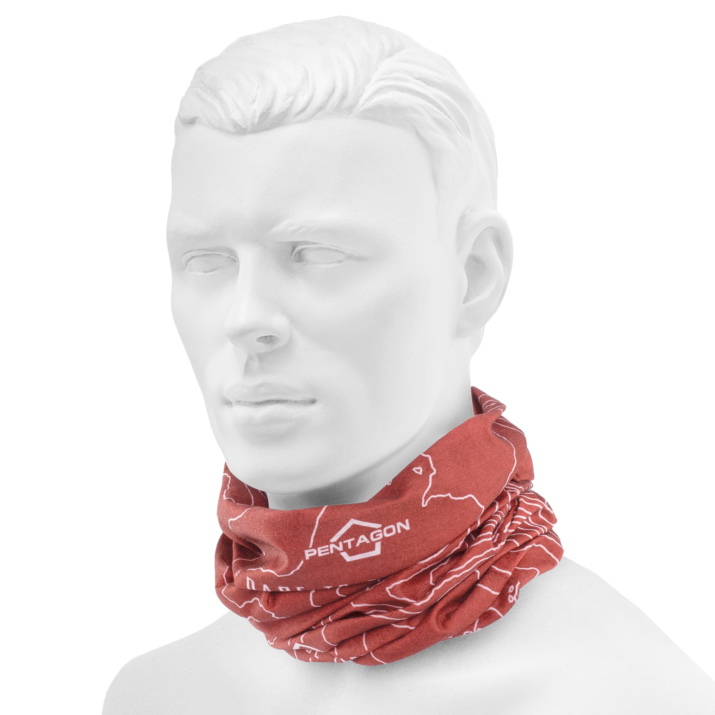 Pentagon Skiron Topographic Map védőkendő - Maroon Red