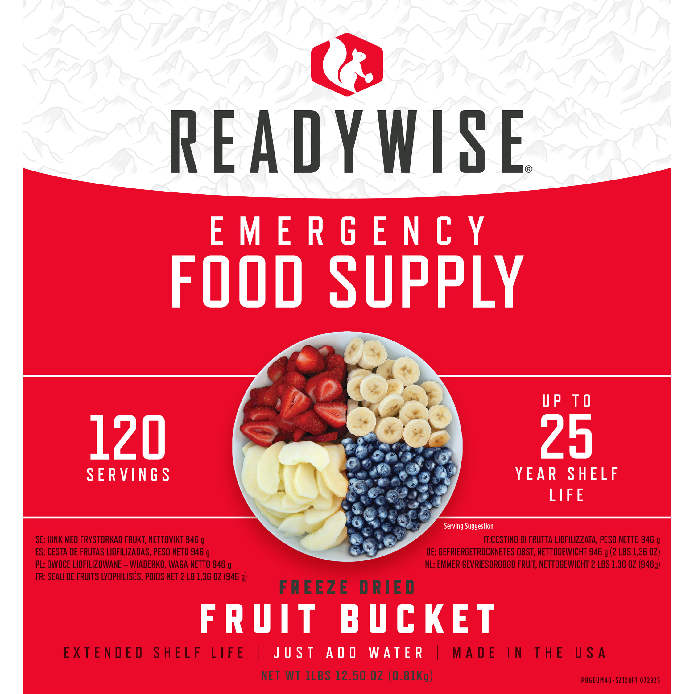 ReadyWise fagyasztva szárított étel élelmiszeradag - 120 gyümölcs adag