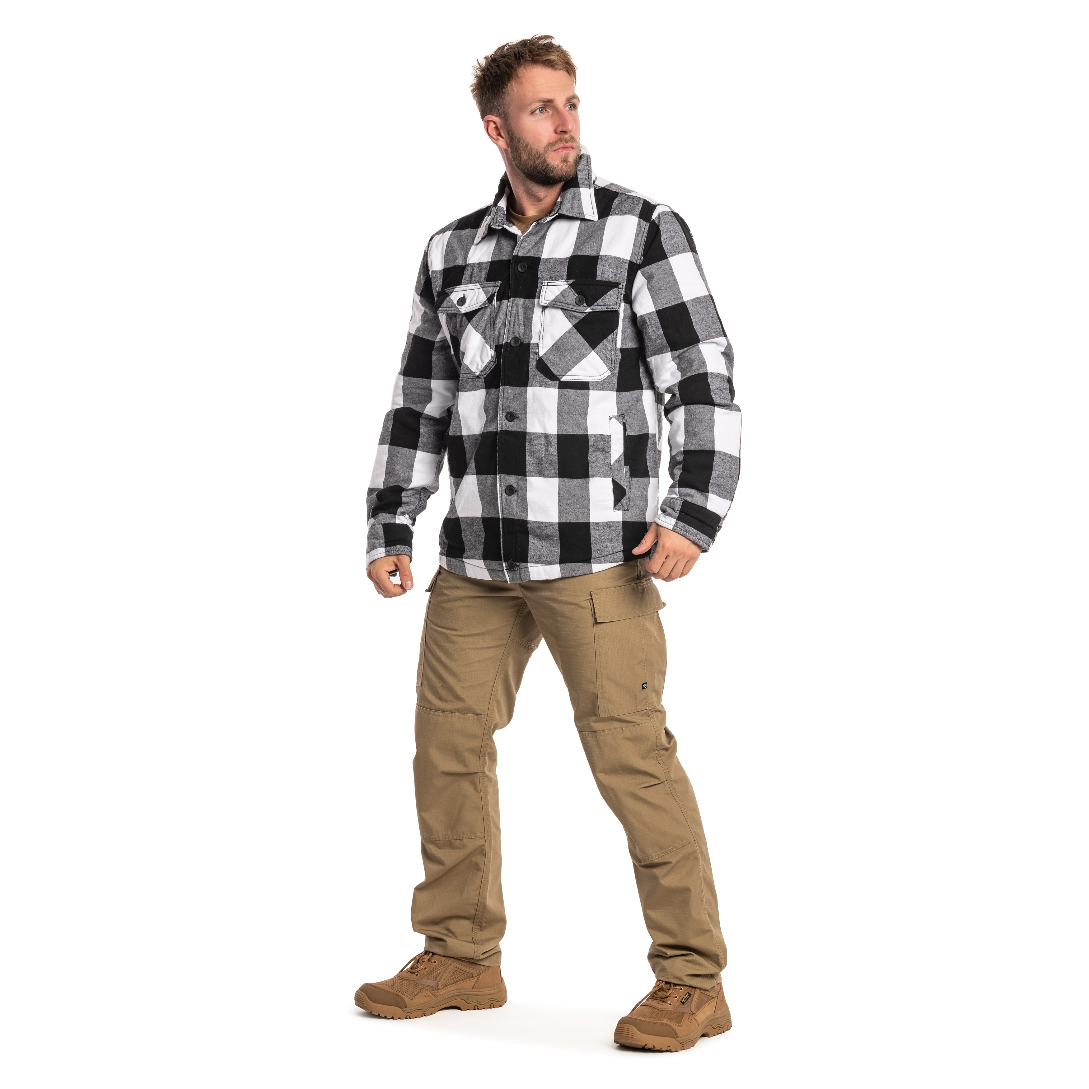 Brandit Lumber Jacket kabát - White/Black