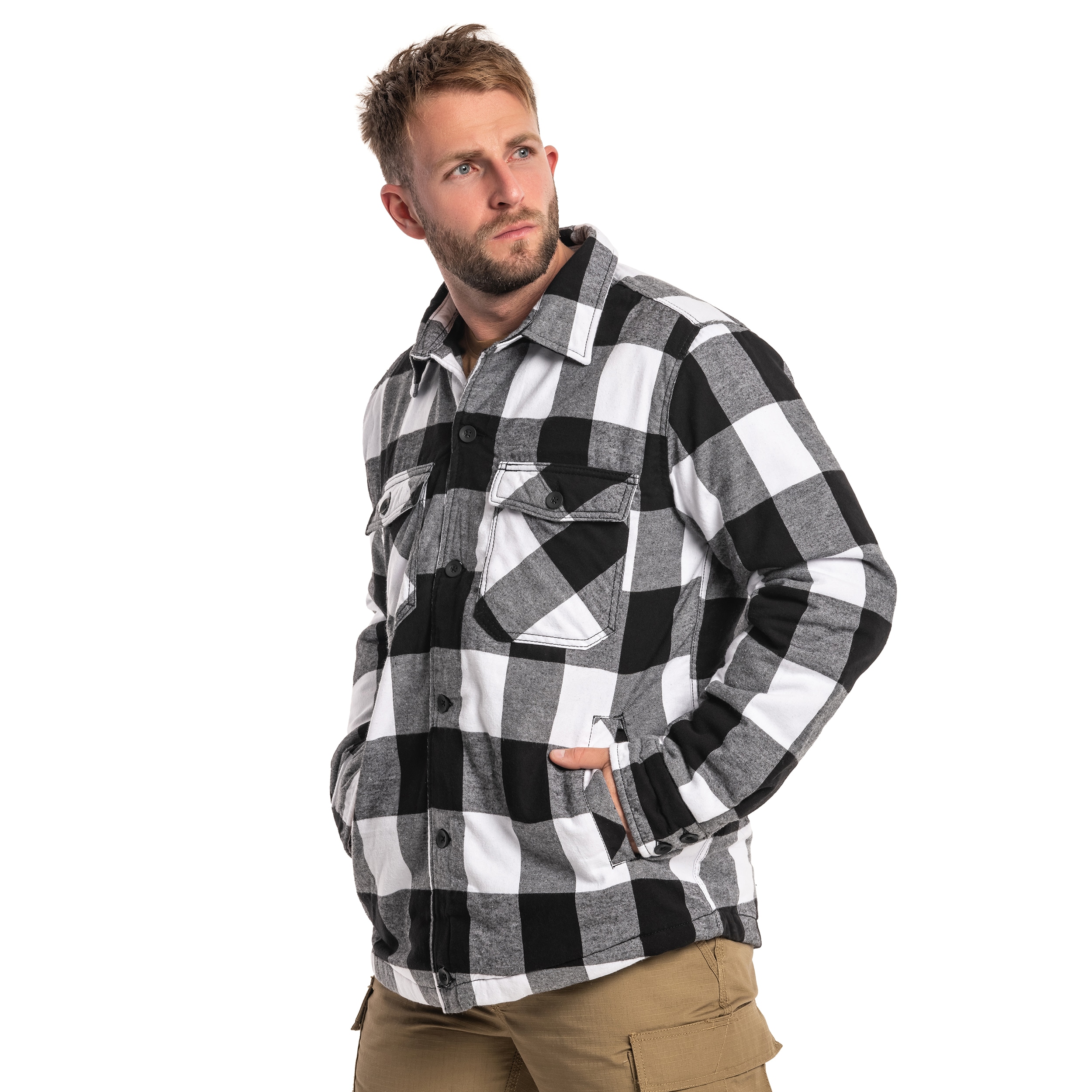 Brandit Lumber Jacket kabát - White/Black