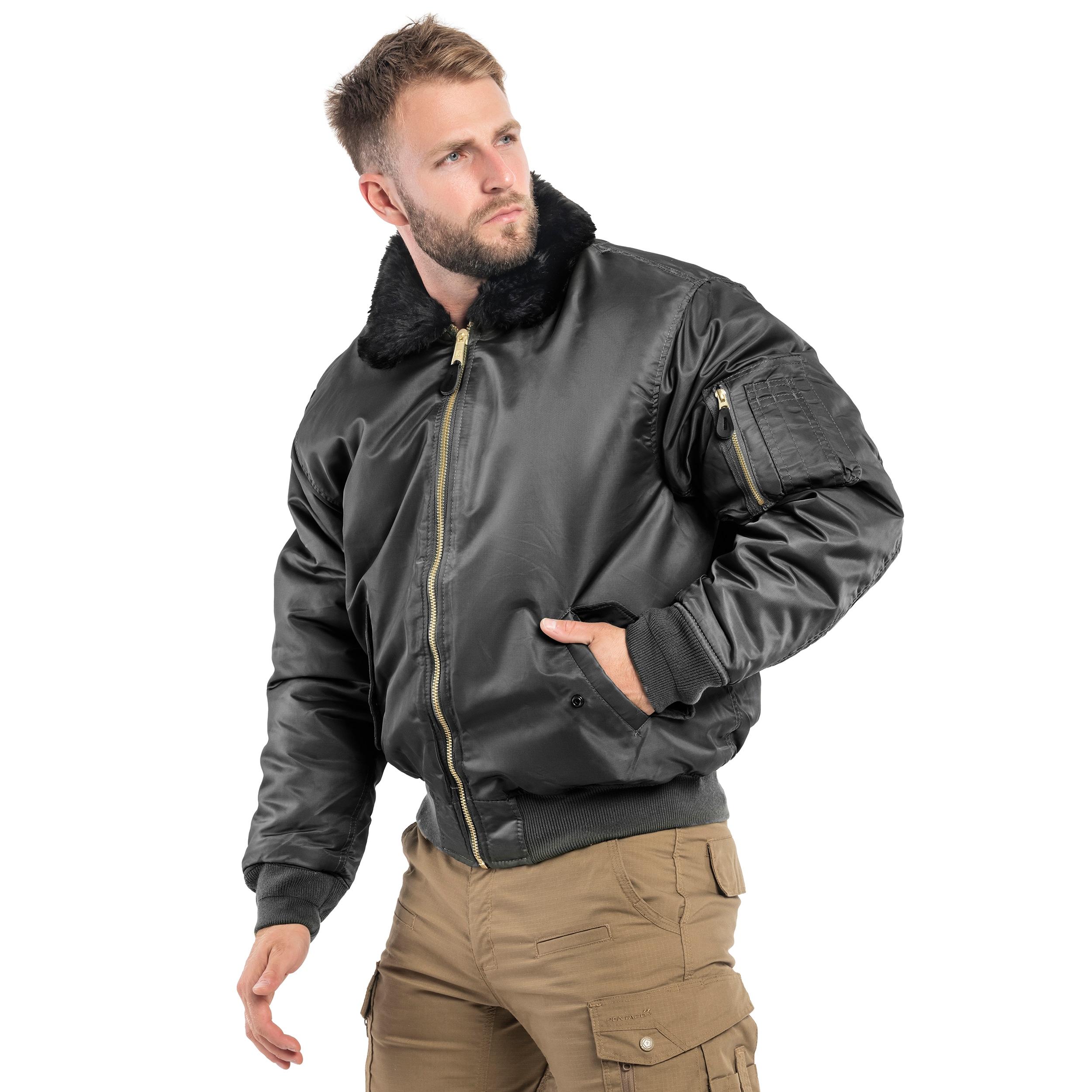 Brandit MA2 Fur Collar kabát - Black