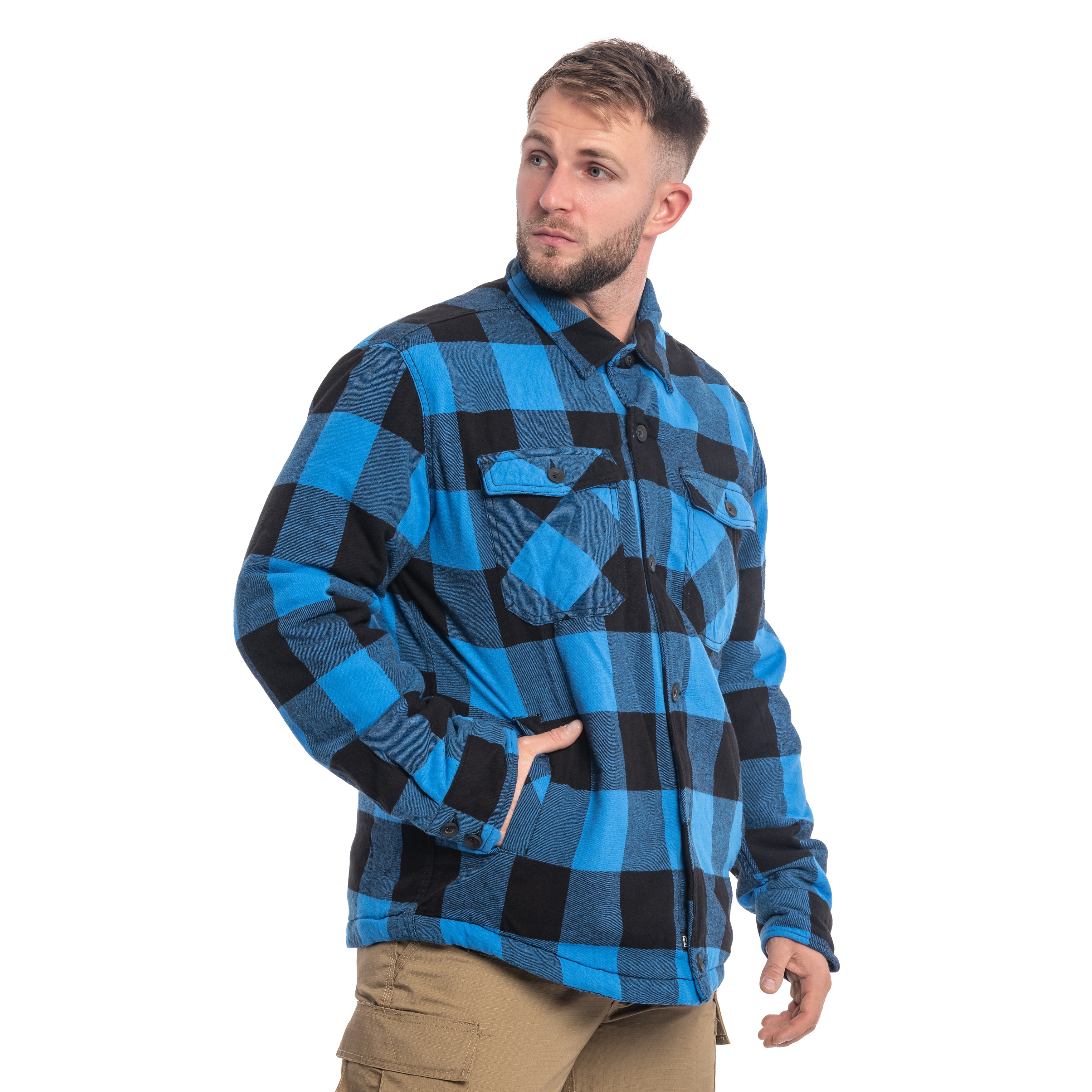 Brandit Lumber Jacket kabát - Black/Blue