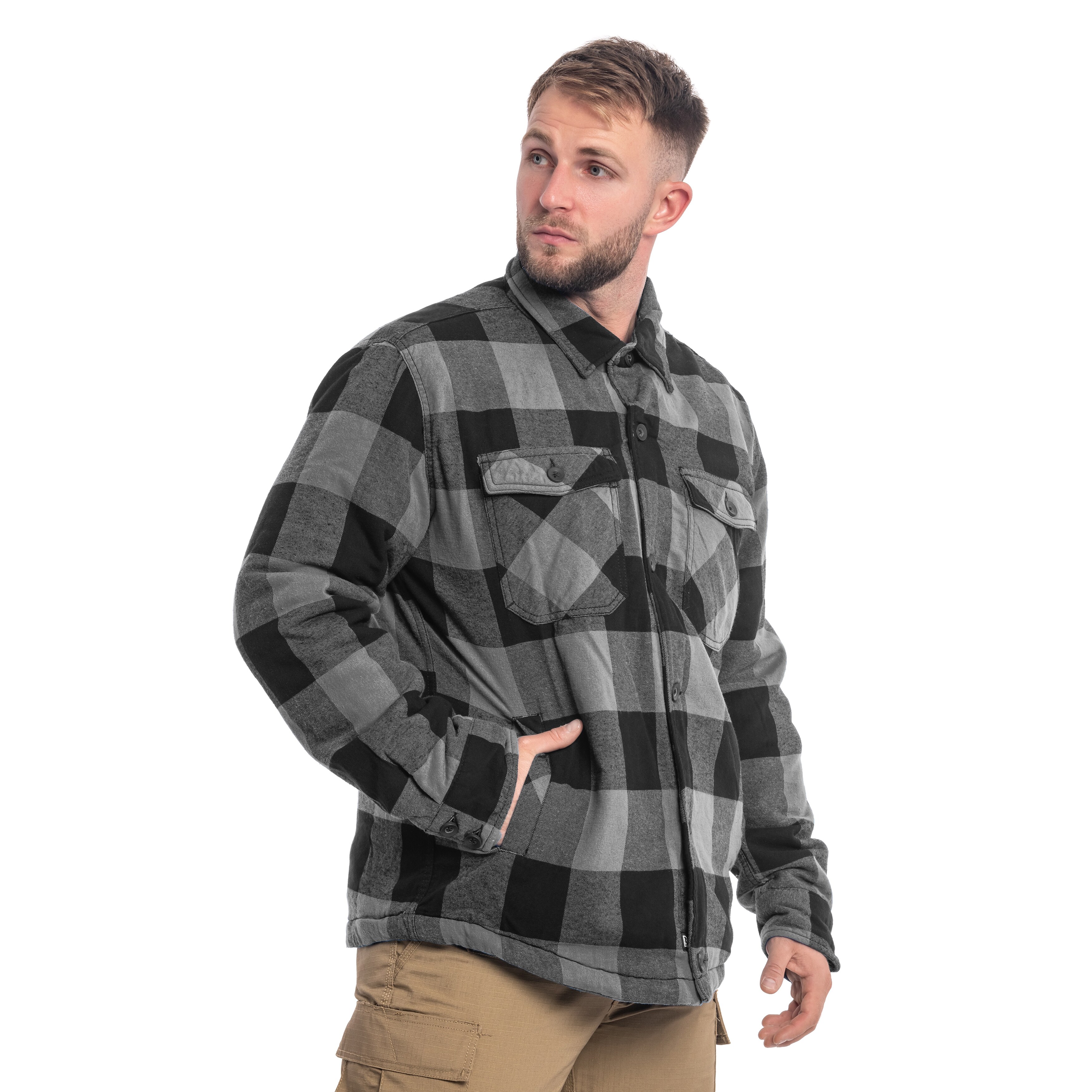 Brandit Lumber Jacket kabát - Black/Charcoal