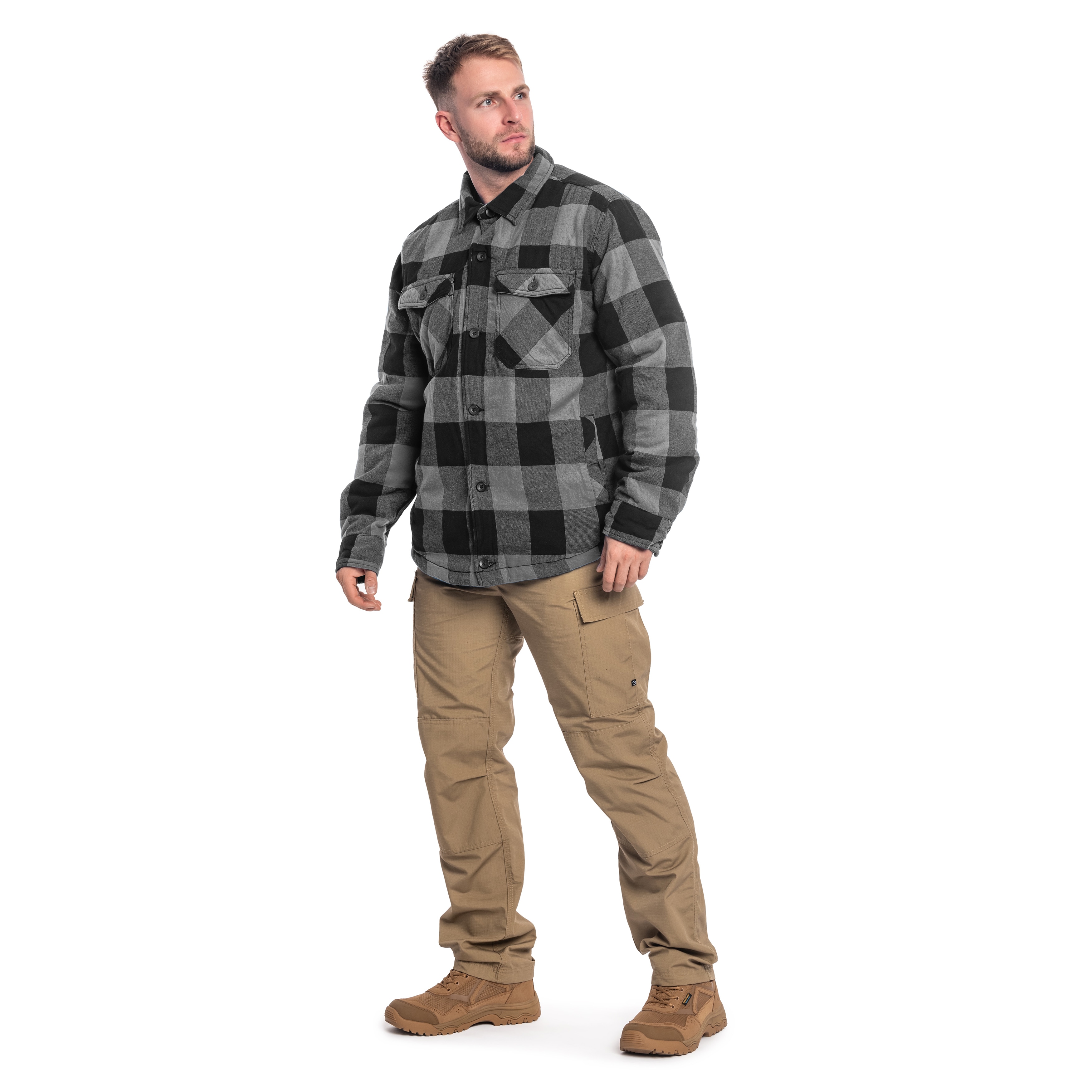 Brandit Lumber Jacket kabát - Black/Charcoal