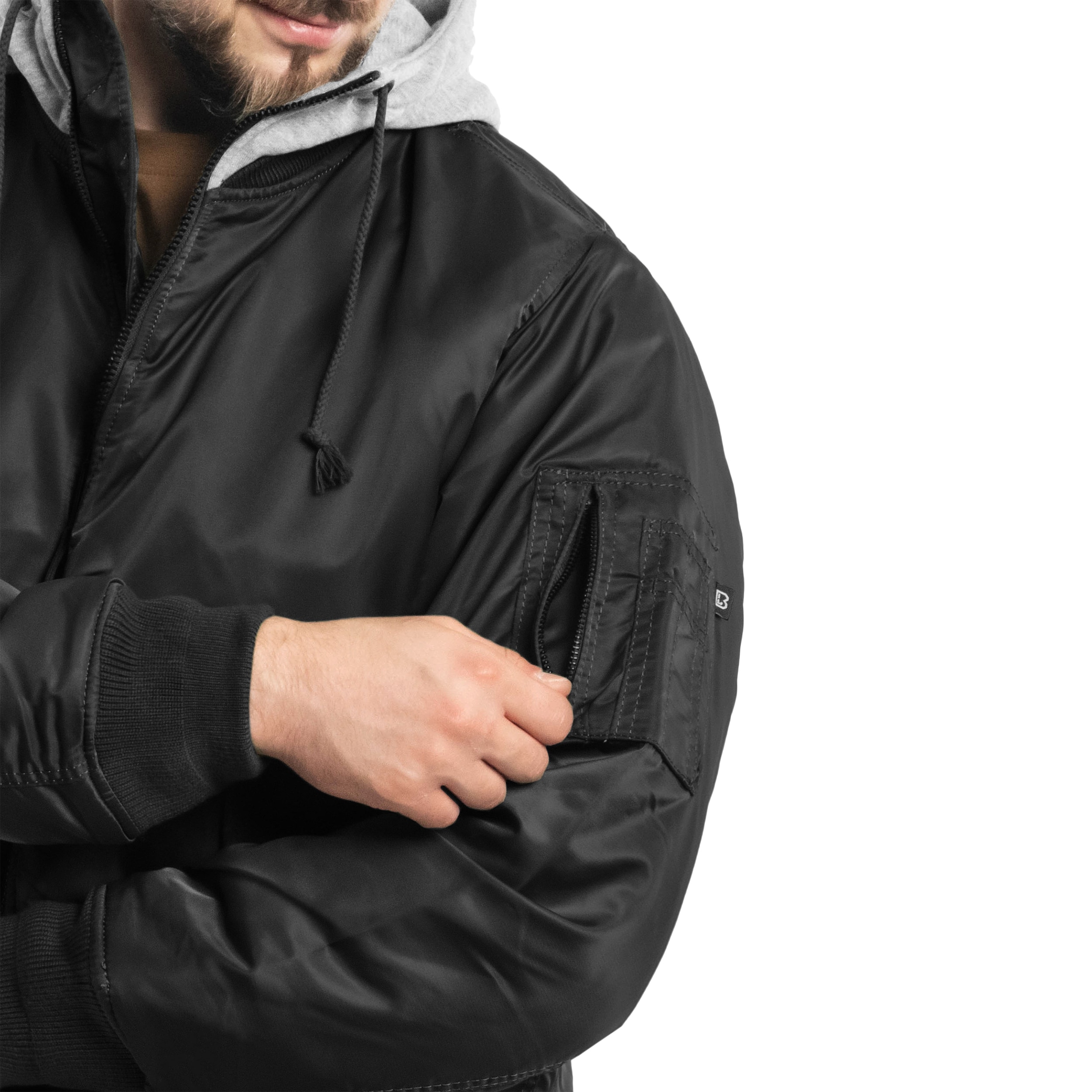 Brandit MA1 Sweat Hooded Jacket kabát - Black/Grey