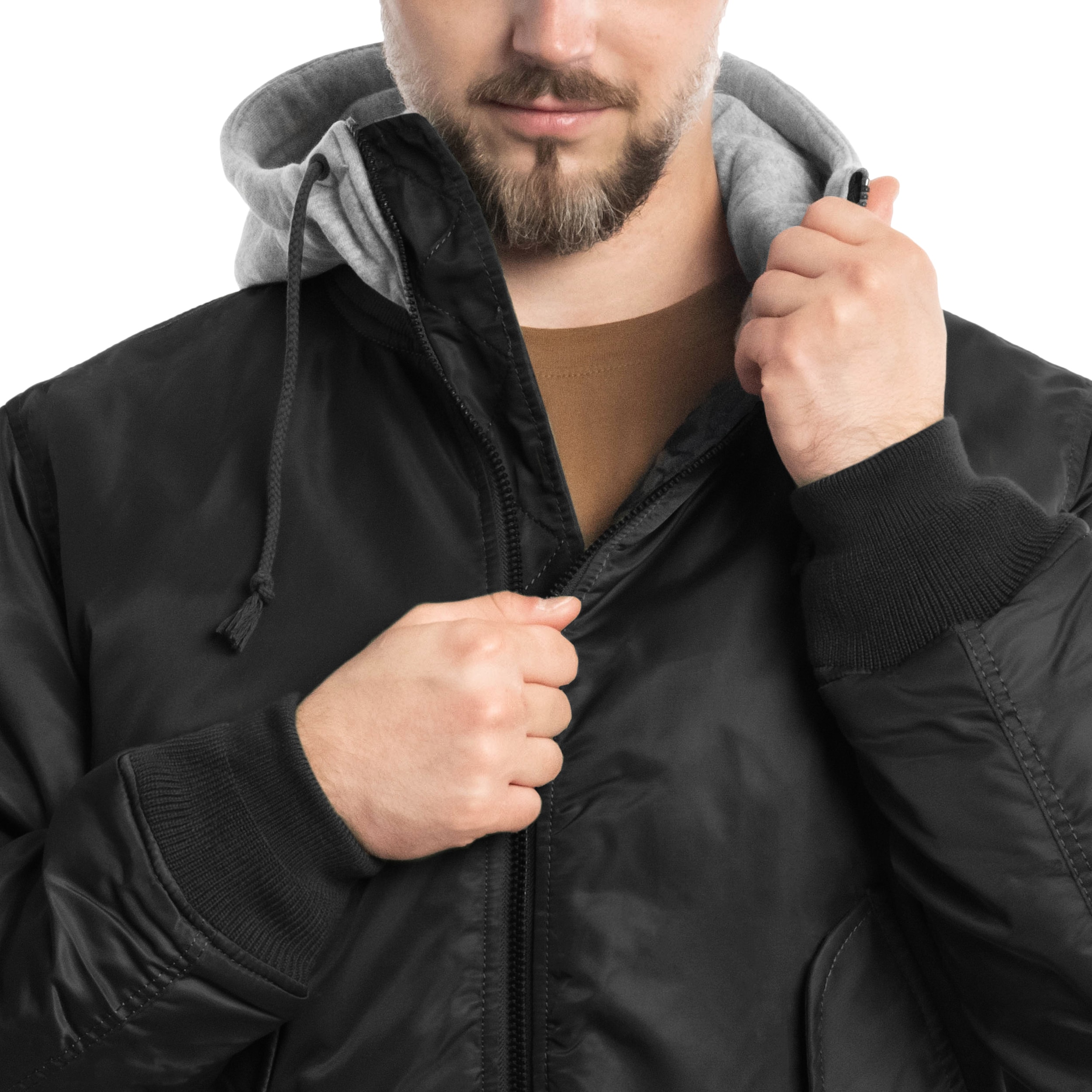 Brandit MA1 Sweat Hooded Jacket kabát - Black/Grey
