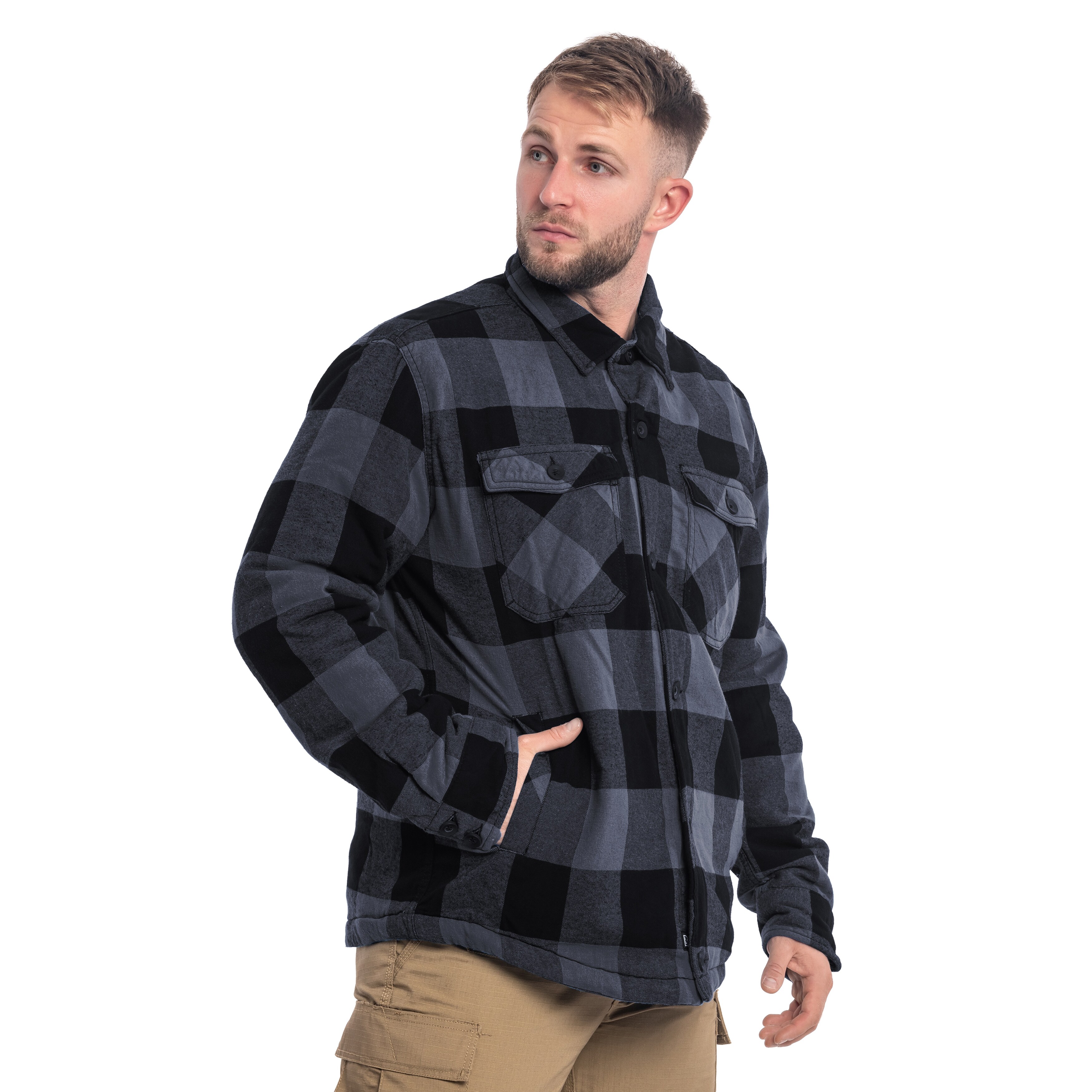 Brandit Lumber Jacket kabát - Black/Grey