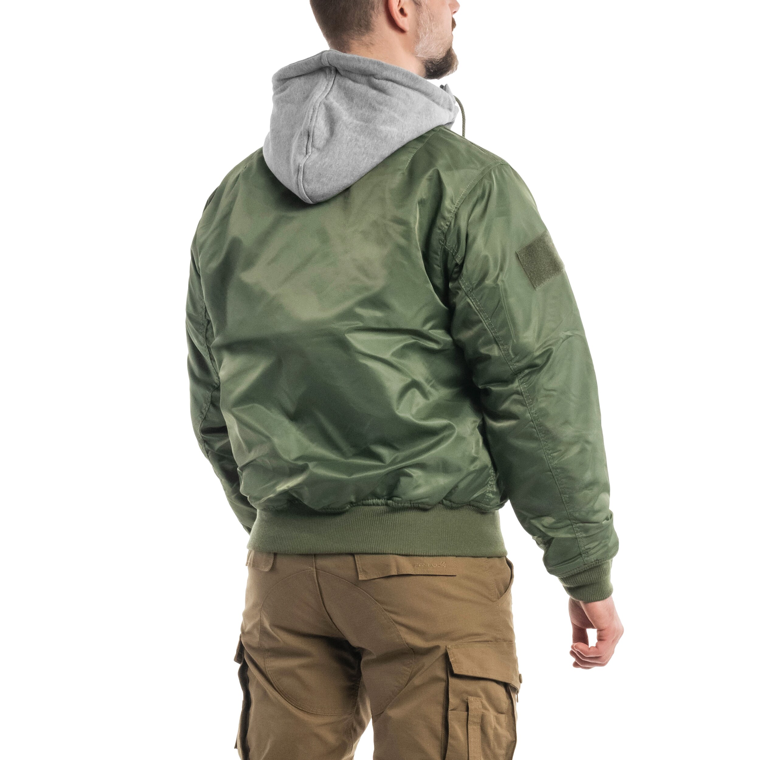Brandit MA1 Sweat Hooded Jacket kabát - Olive/Grey