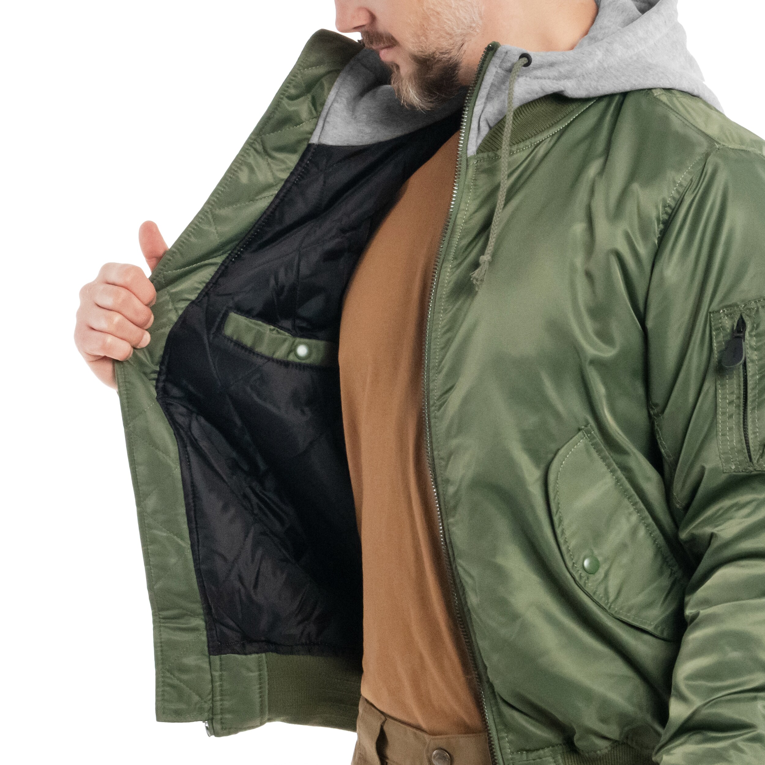 Brandit MA1 Sweat Hooded Jacket kabát - Olive/Grey