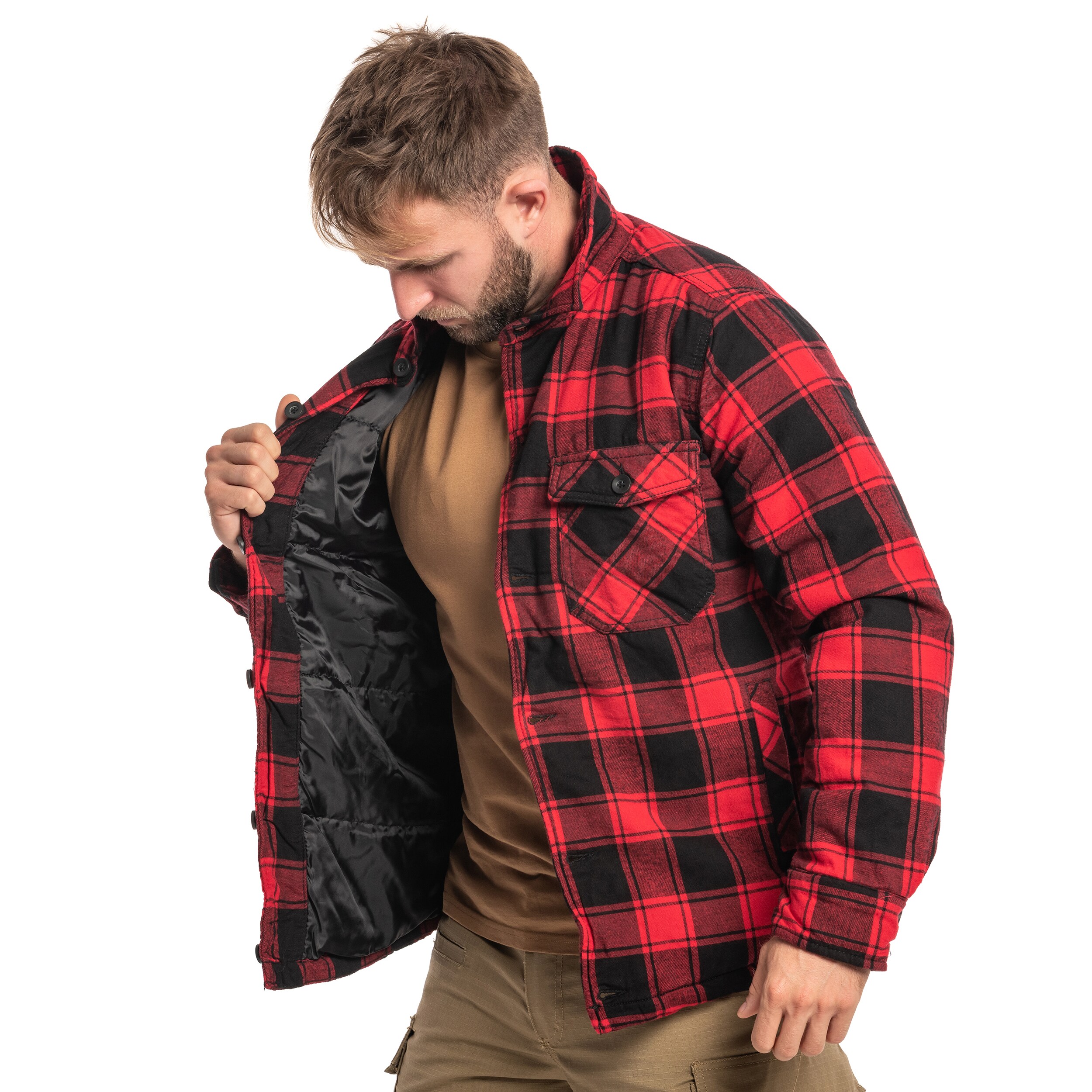 Brandit Lumber Jacket kabát - Red/Black
