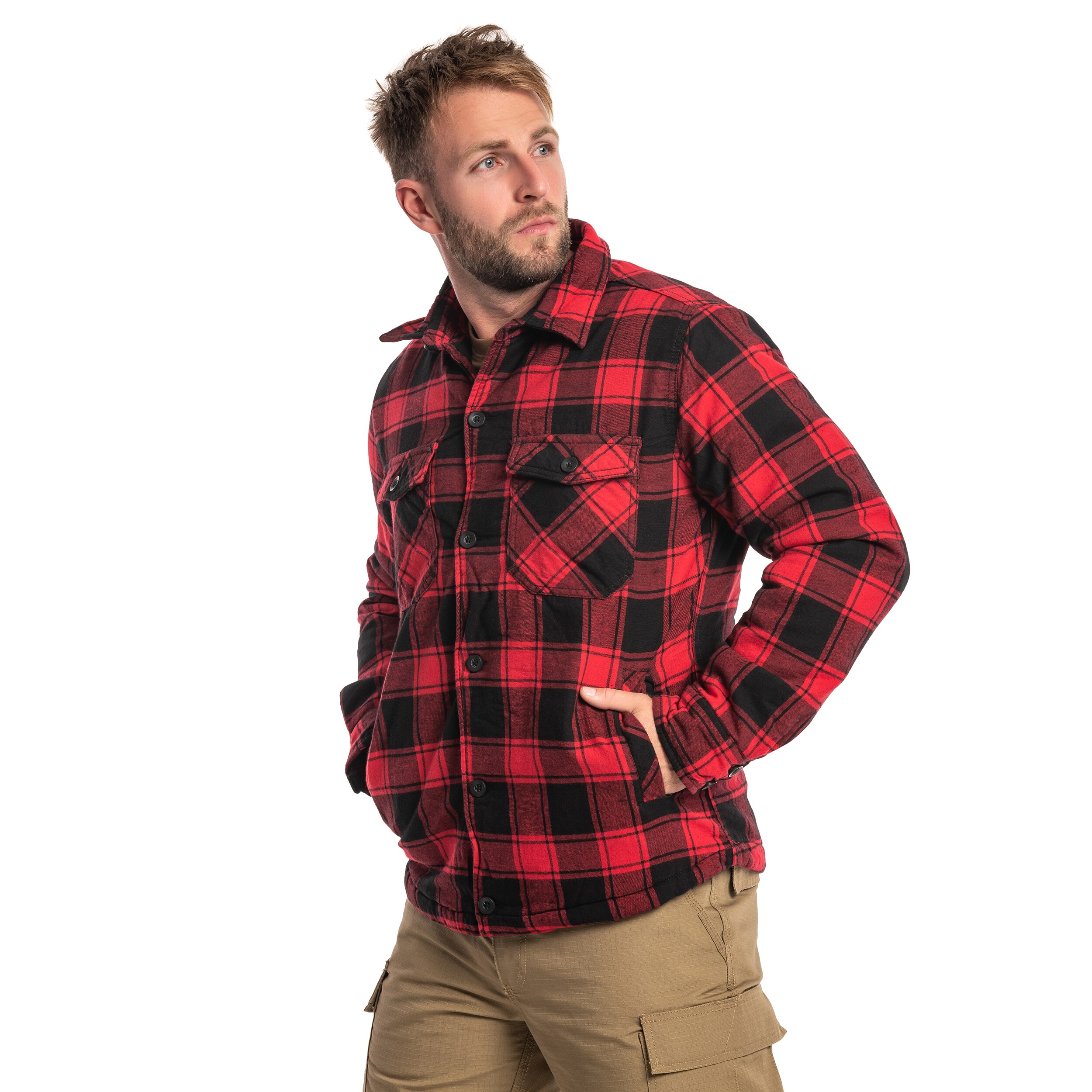 Brandit Lumber Jacket kabát - Red/Black