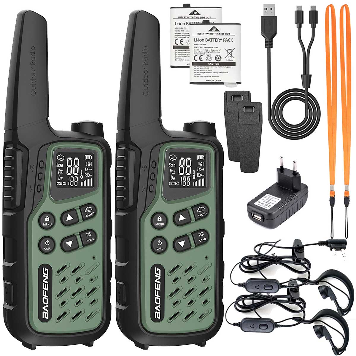 Baofeng BF-T25E PMR rádiótelefon 2 db - Green