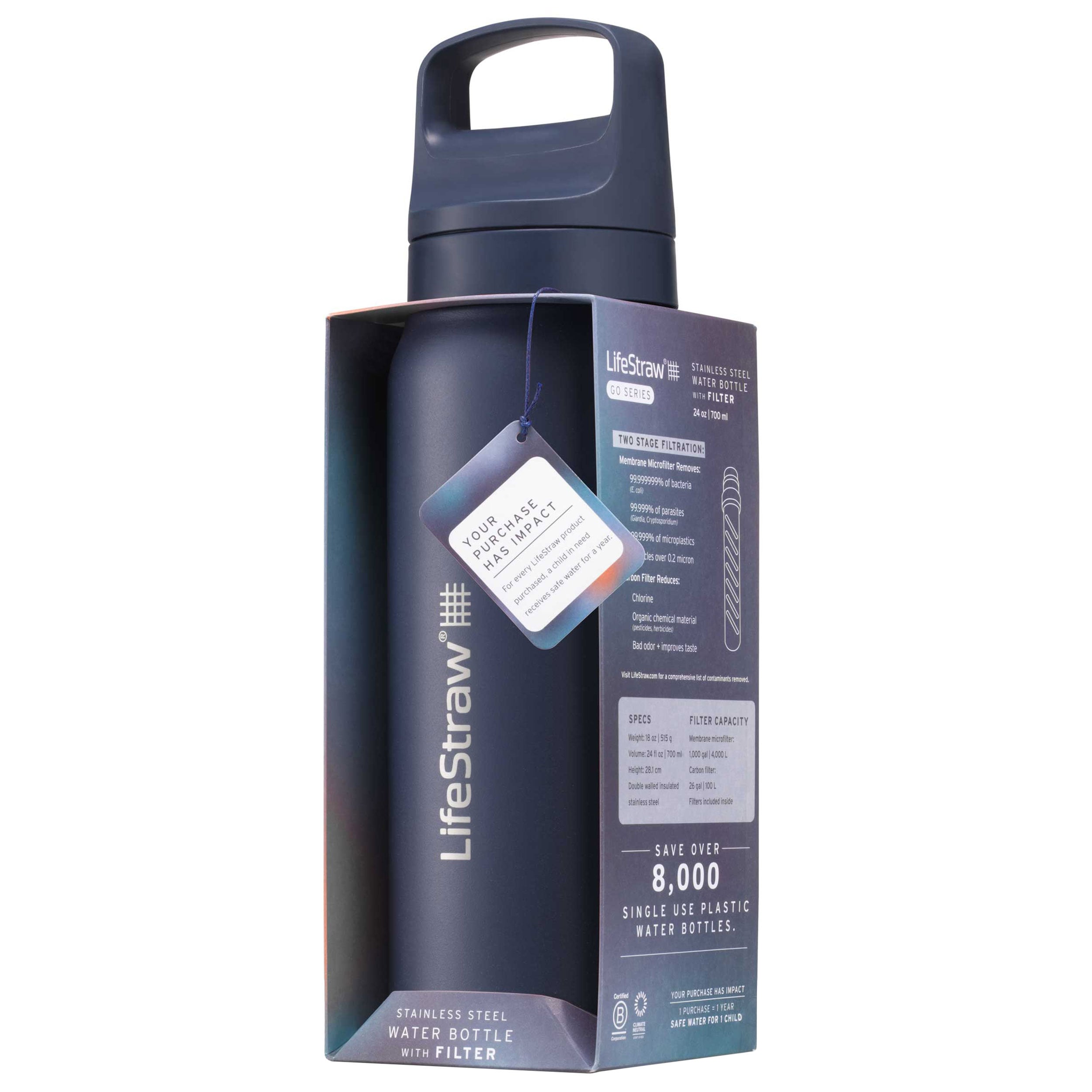 LifeStraw Go 2.0 Stainless Steel vízszűrős kulacs 700 ml - Aegean Sea