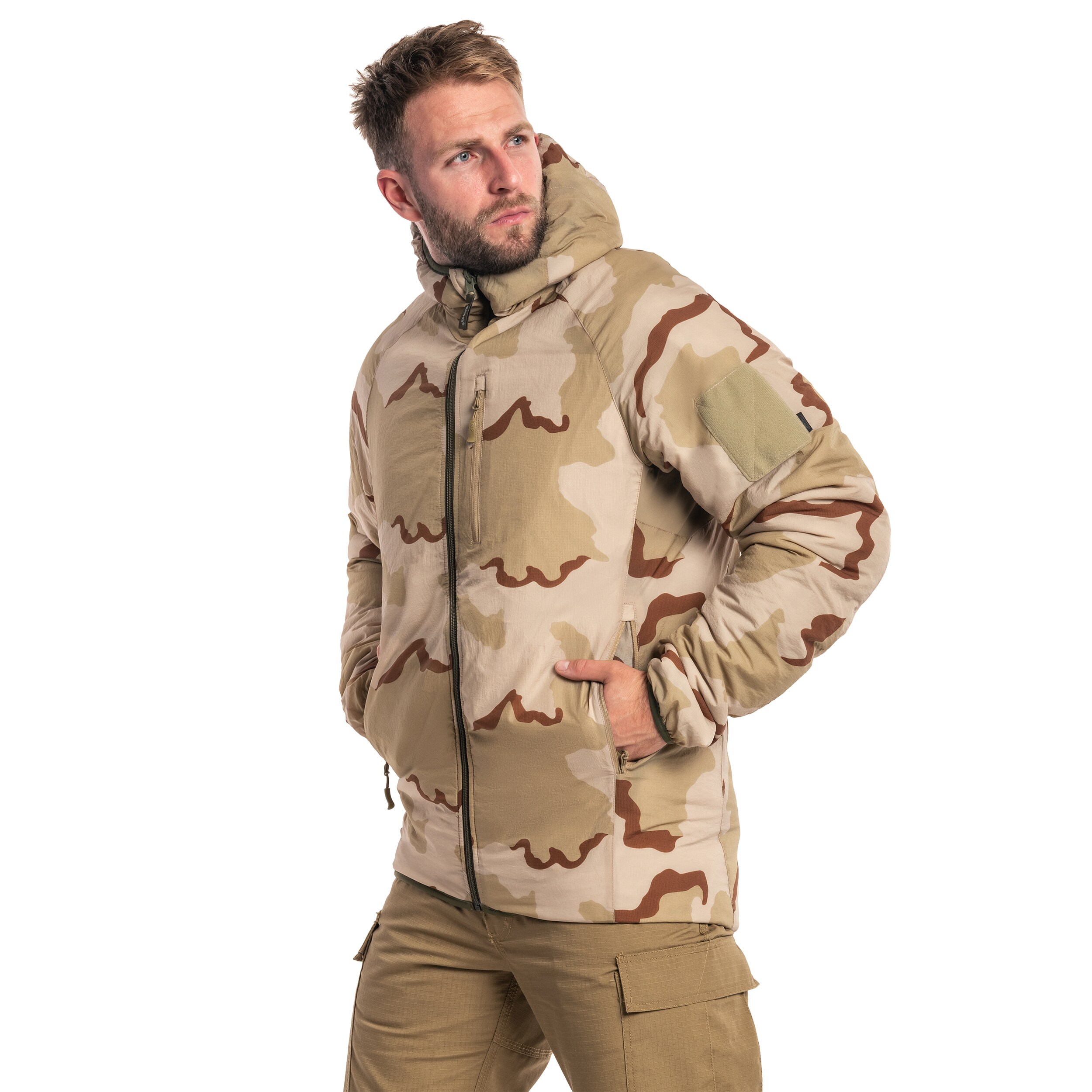Helikon Wolfhound Hoodie kétoldalas kabát - Desert Night Camo/US Desert