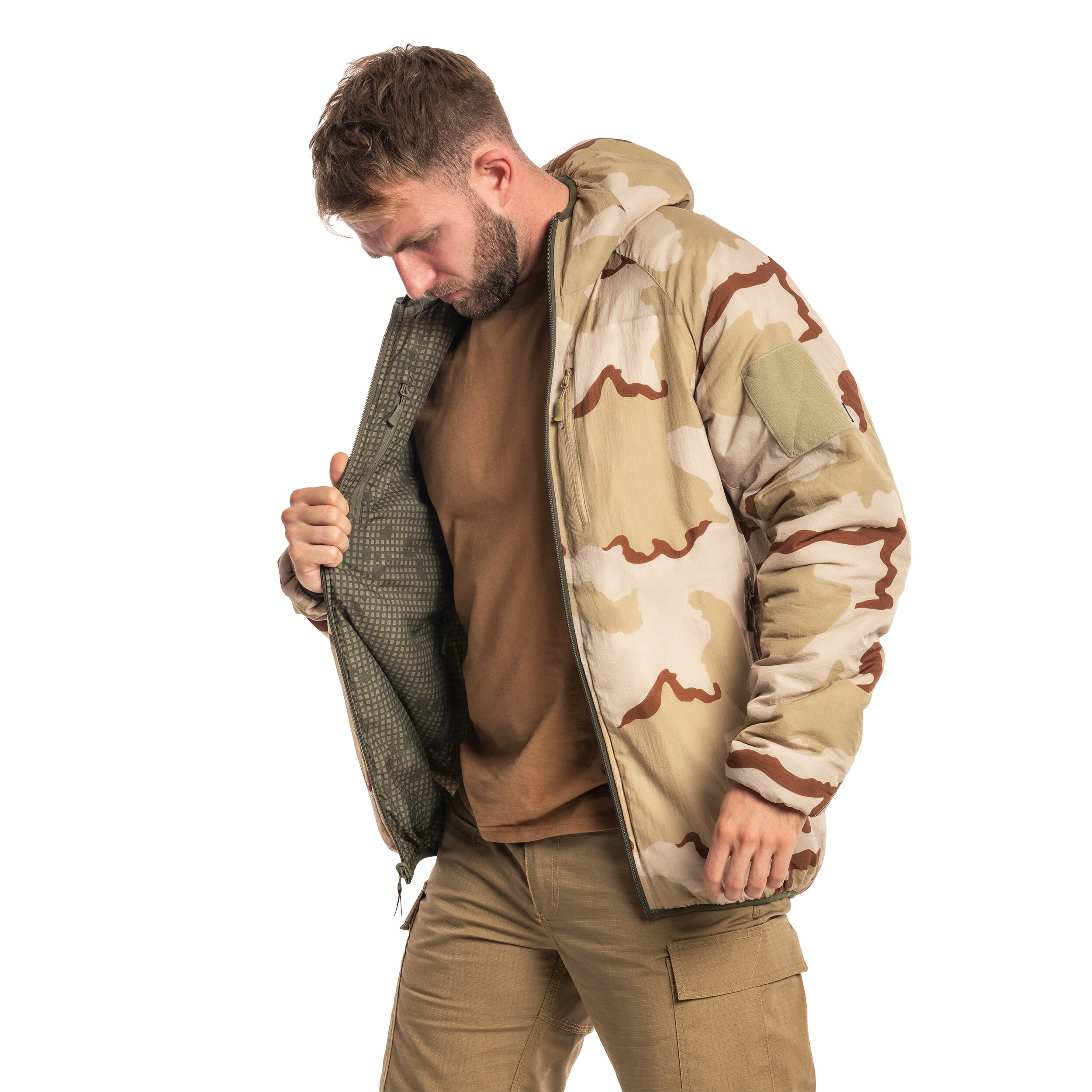 Helikon Wolfhound Hoodie kétoldalas kabát - Desert Night Camo/US Desert