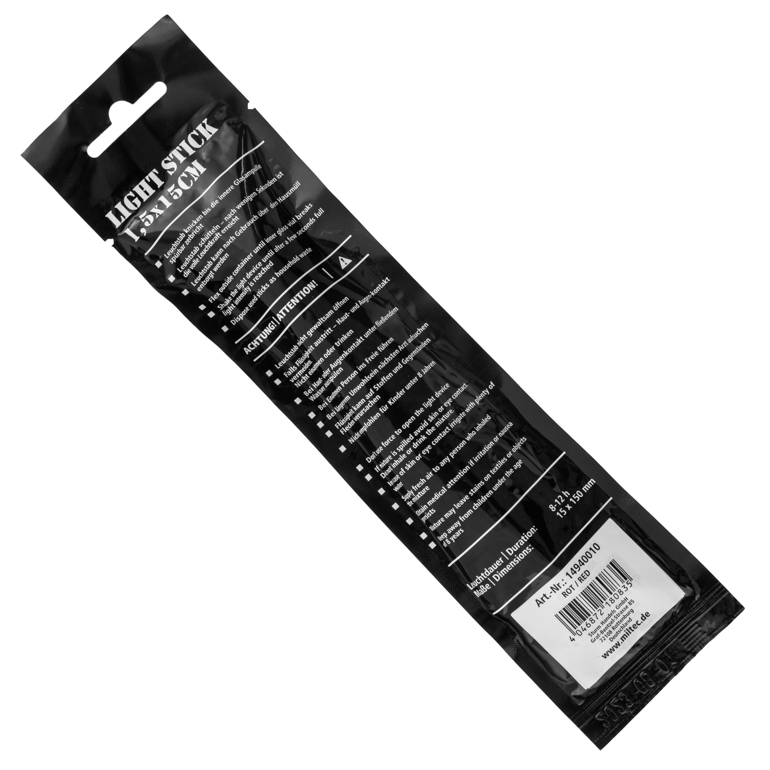 Mil-Tec Lightstick kémiai világítás - Red