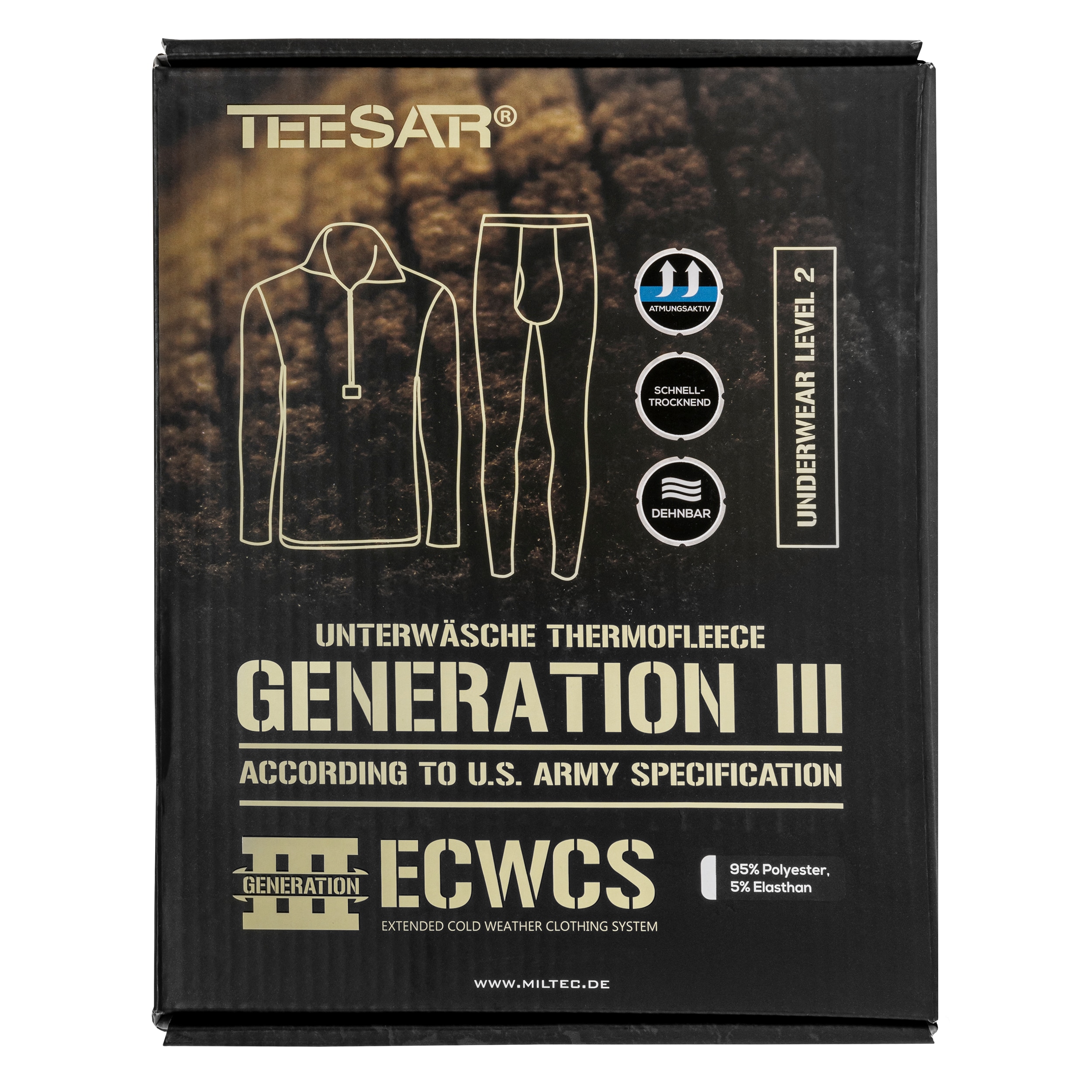 Mil-Tec Teesar Gen. III cipzáras polár fehérnemű Black - szett