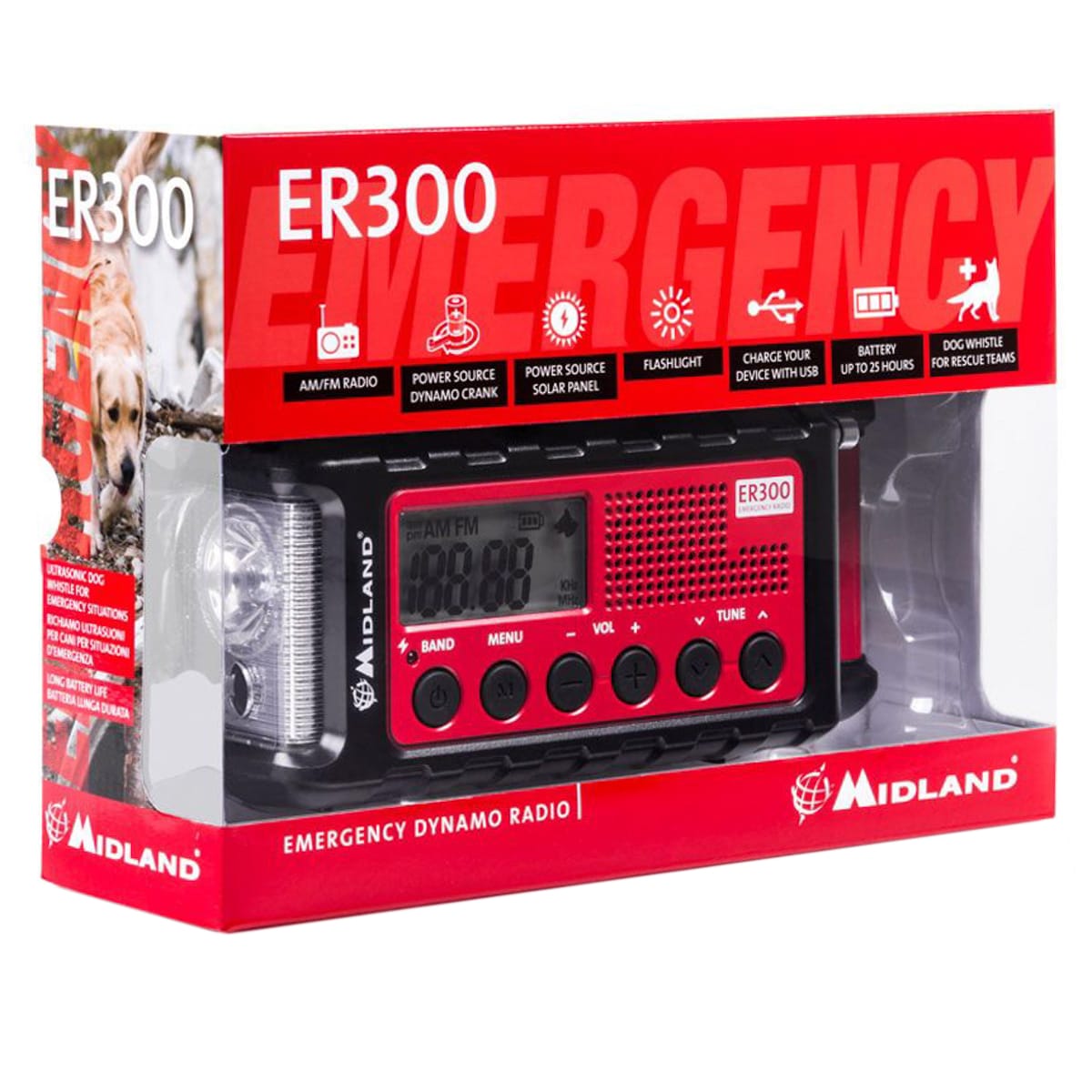 Midland ER300 AM/FM powerbank vészhelyzeti rádió