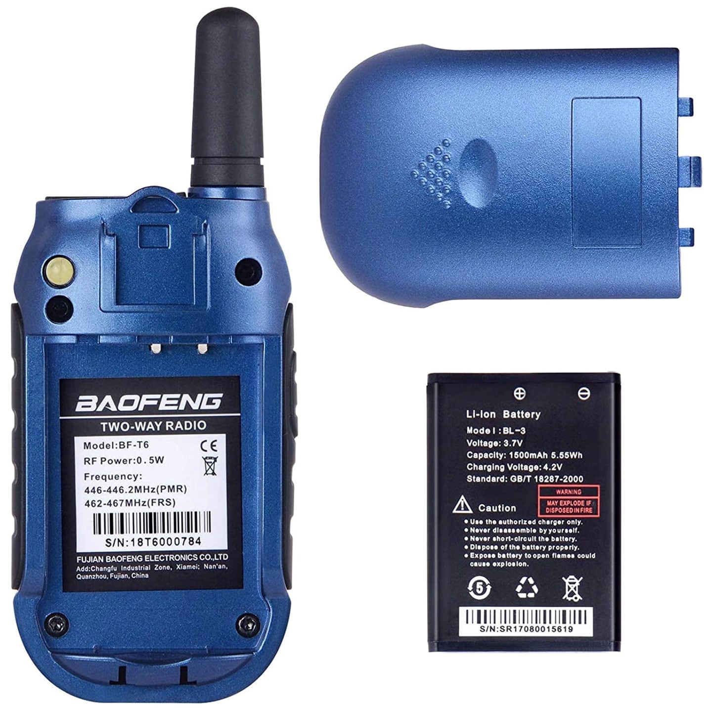 Baofeng BF-T6 PMR Panda rádiótelefon 2 db - Blue