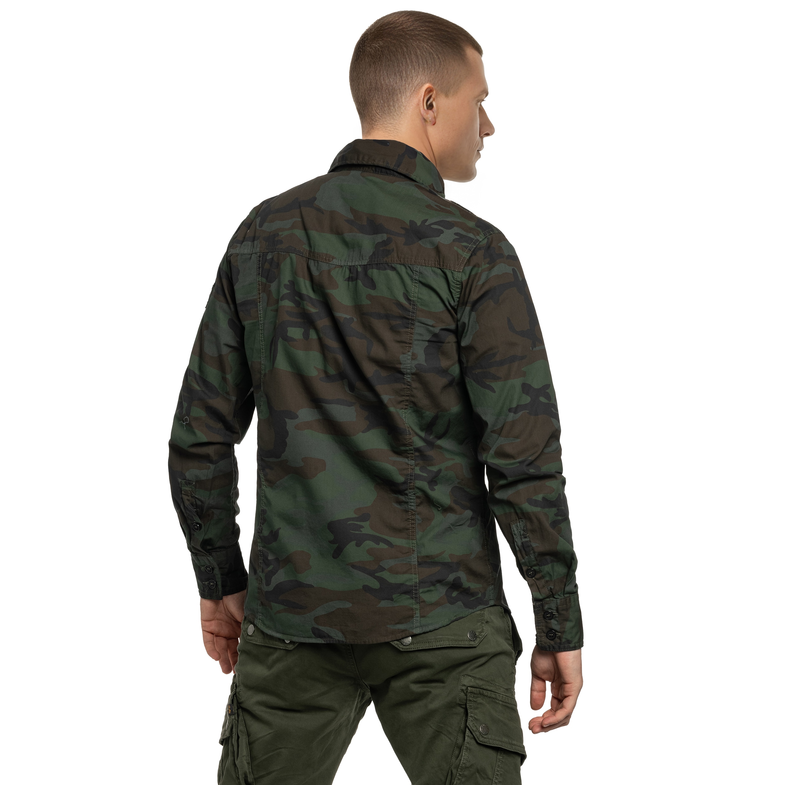 Brandit Slim Fit Long Sleeve ing - Woodland