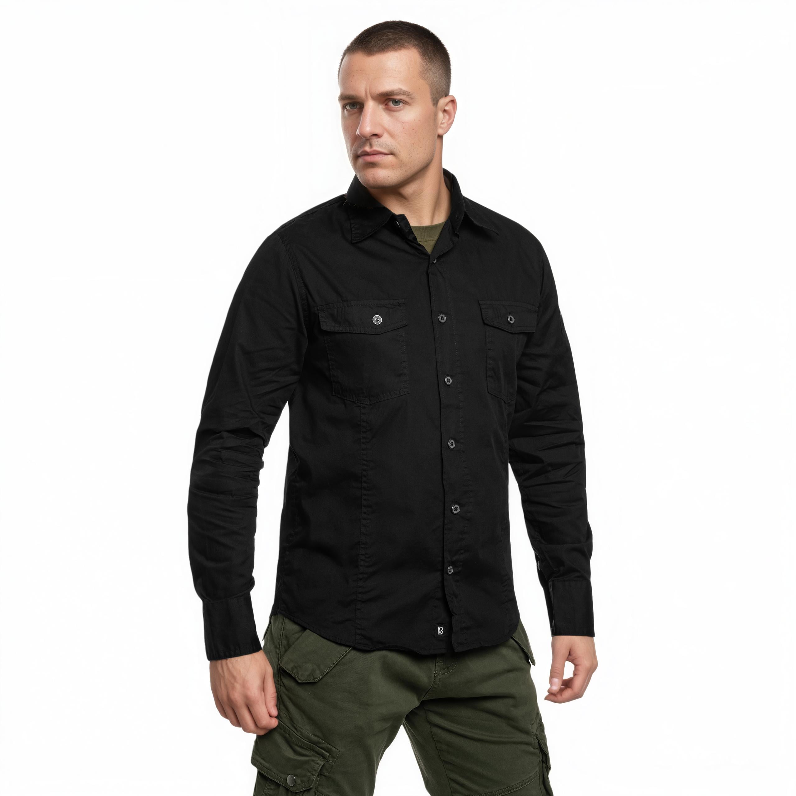 Brandit Slim Fit Long Sleeve ing - Black