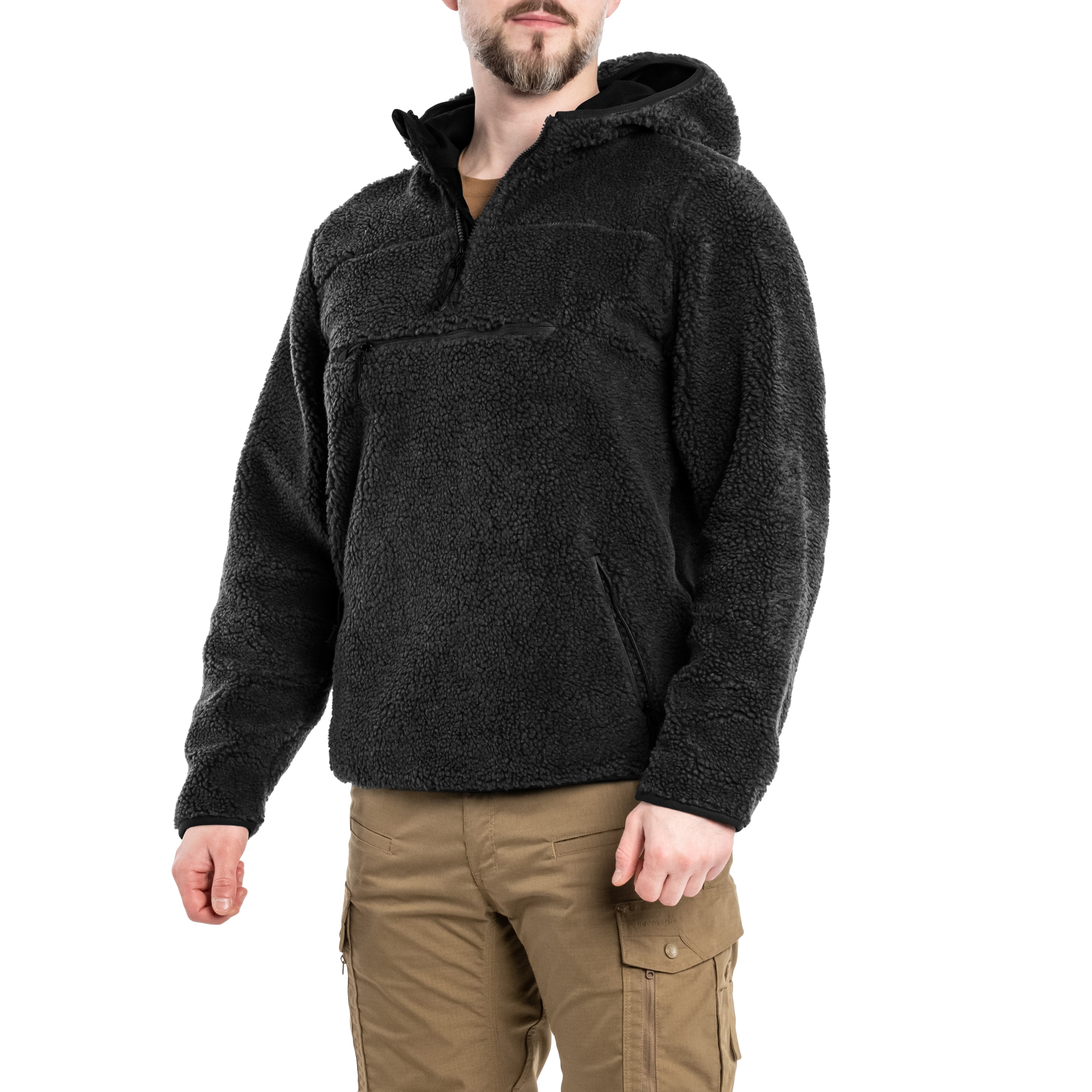 Brandit Teddyfleece Worker Pullover polár pulóver - Black