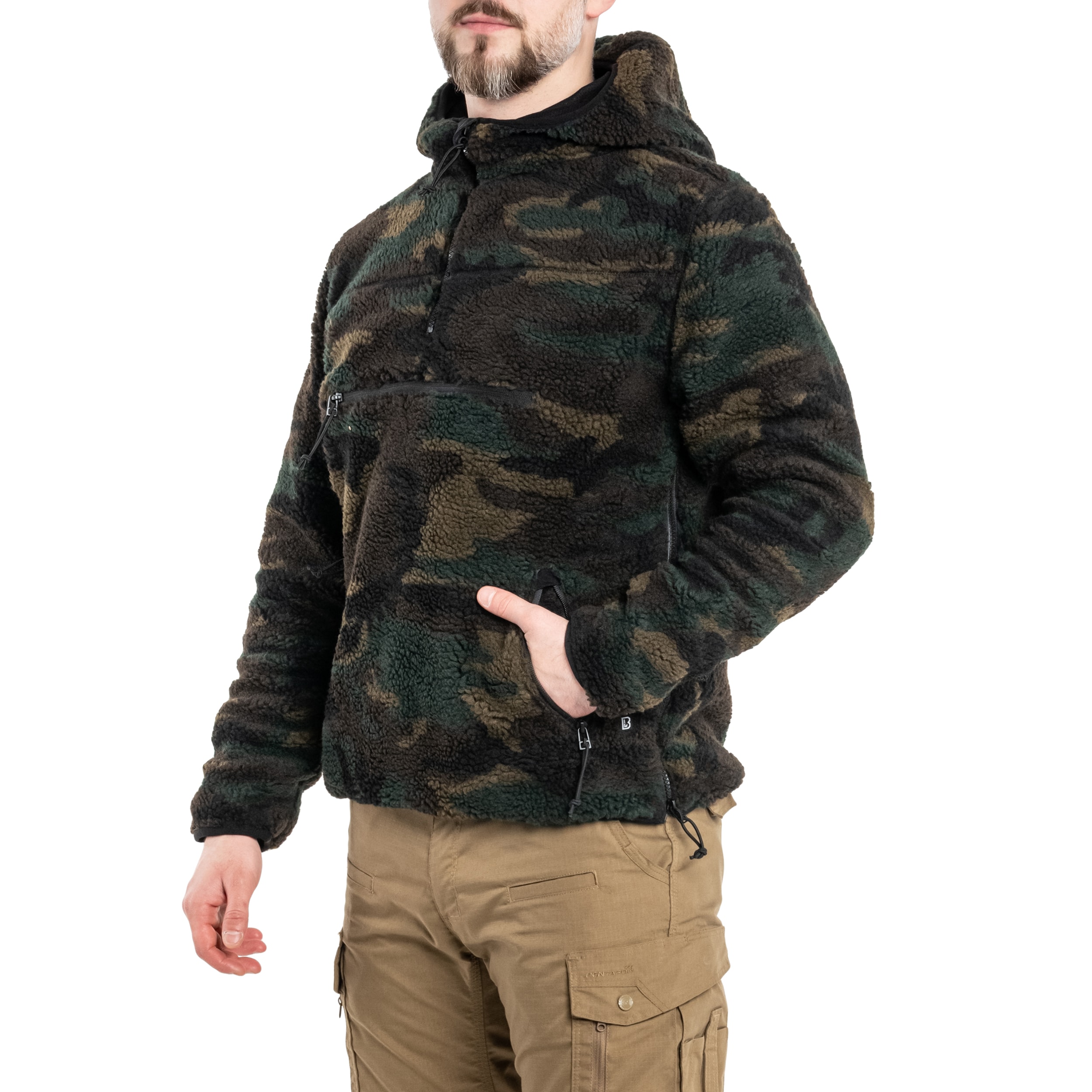 Brandit Teddyfleece Worker Pullover polár pulóver - Woodland