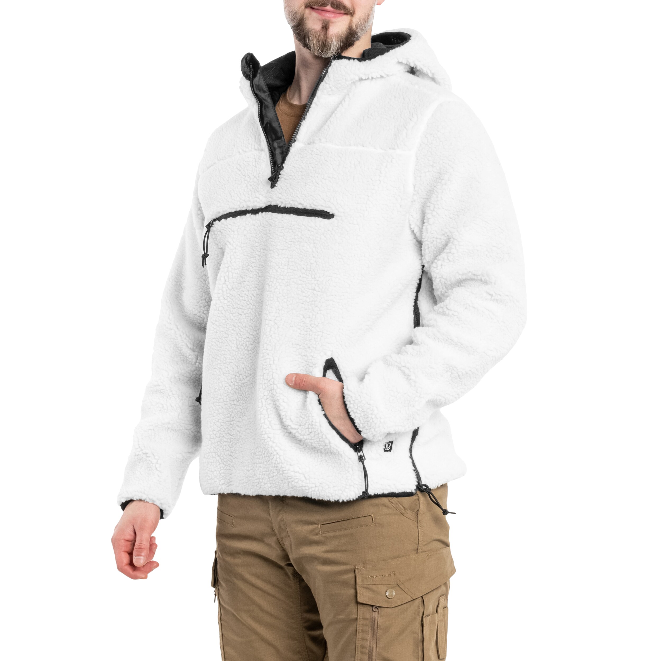 Brandit Teddyfleece Worker Pullover polár pulóver - White