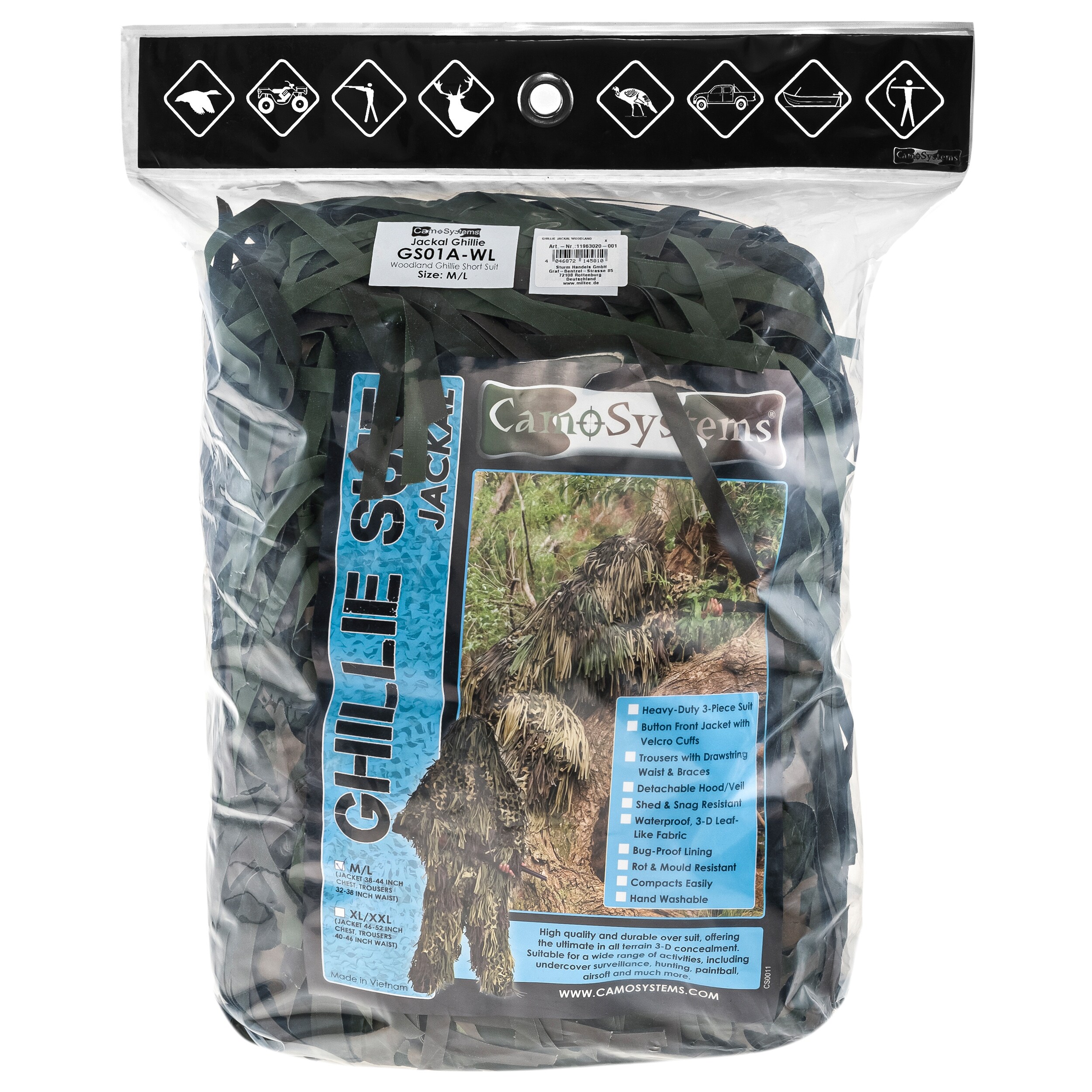 Mil-Tec CamoSystems Ghille Jackal álcaruha - Woodland