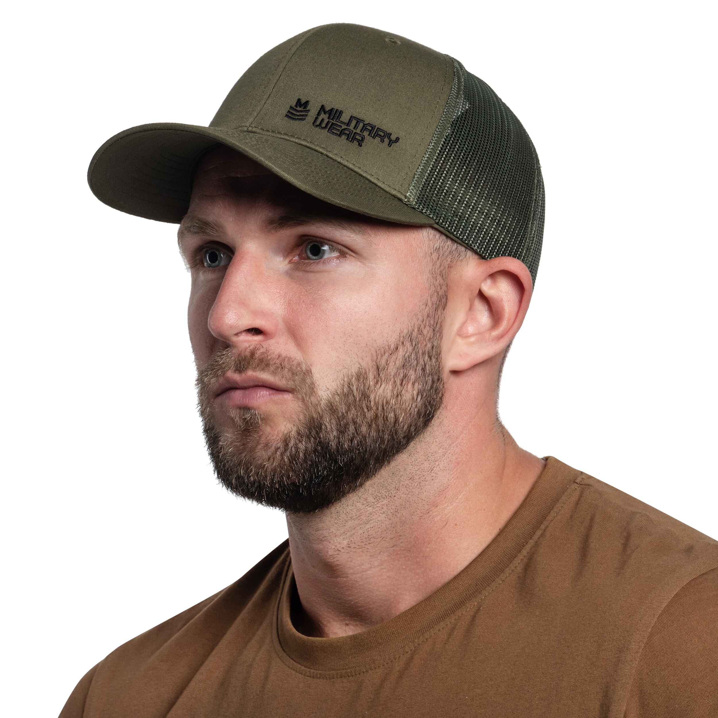 Military Wear Haft Retro Trucker baseball sapka - Olive