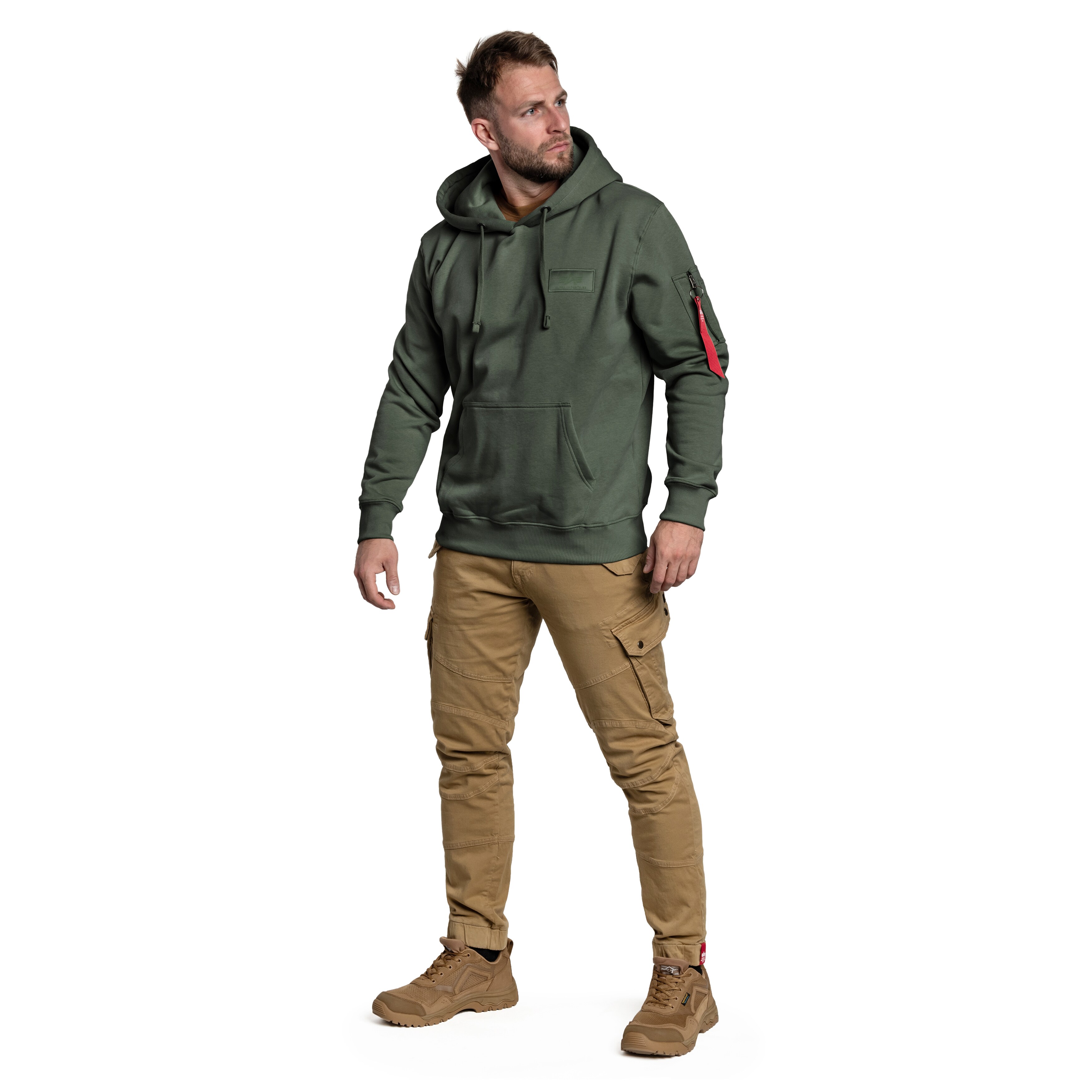 Alpha Industries Back Print Hoody pulóver- Dark Olive