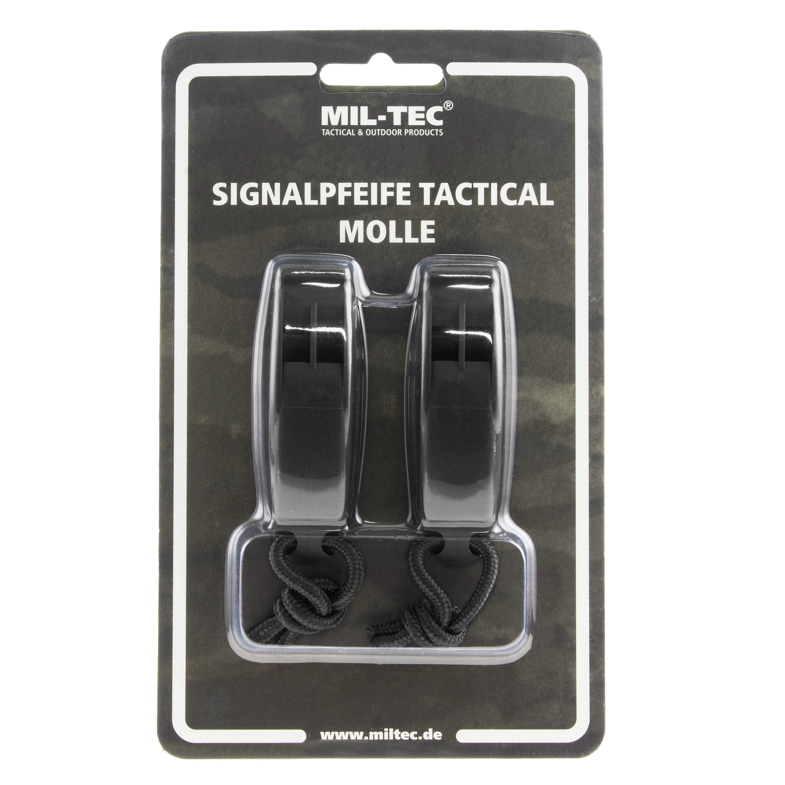 Mil-Tec Signaling Whistle Tactical MOLLE Black riasztósíp - 2 db